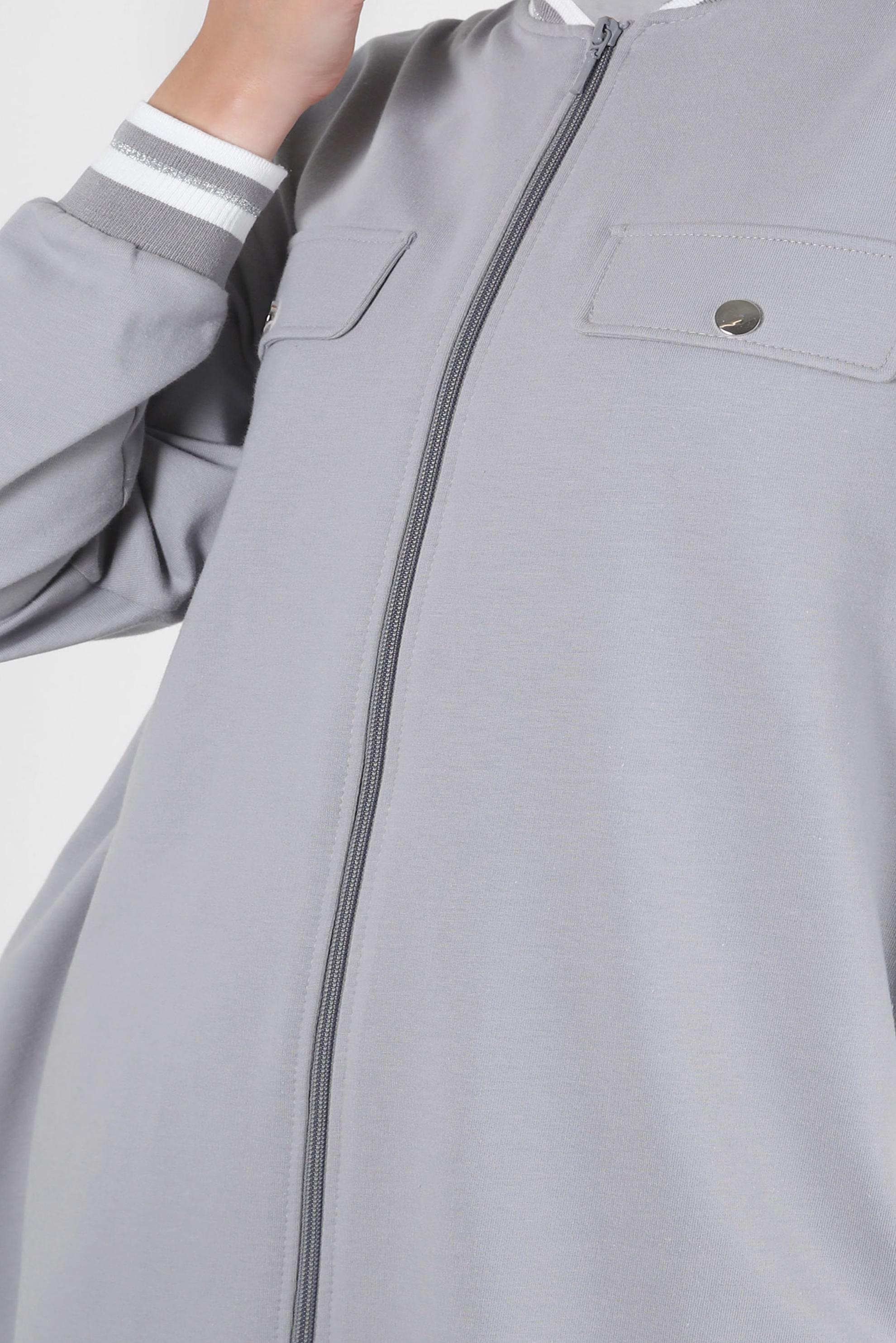 Tesettür giyim GRİ MANŞETLERİ LASTİKLİ İKİLİ EŞOFMAN TAKIM 43787