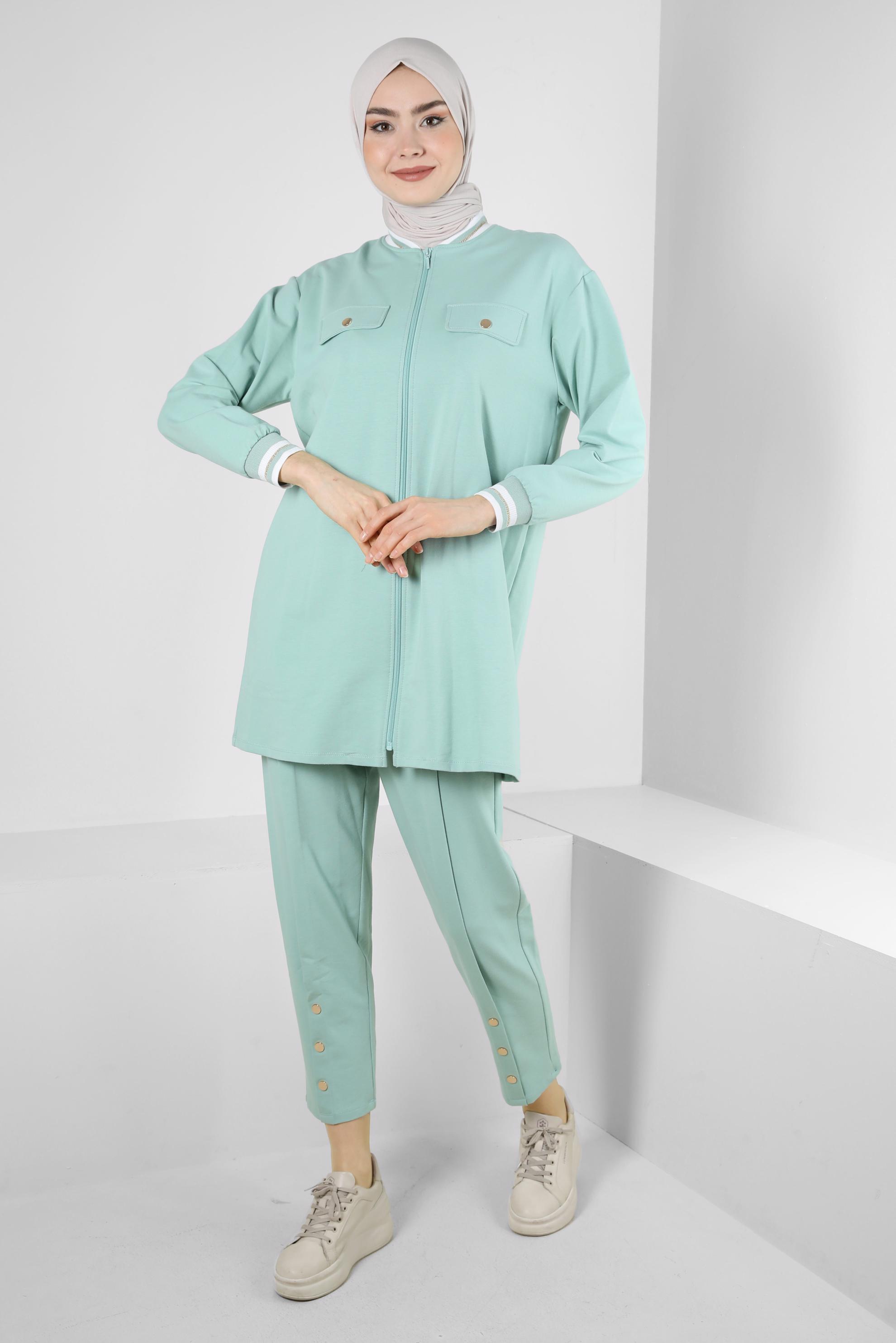 Vêtements hijab VERT SURVÊTEMENT 2 PIÈCES POIGNETS ÉLASTIQUE 43787