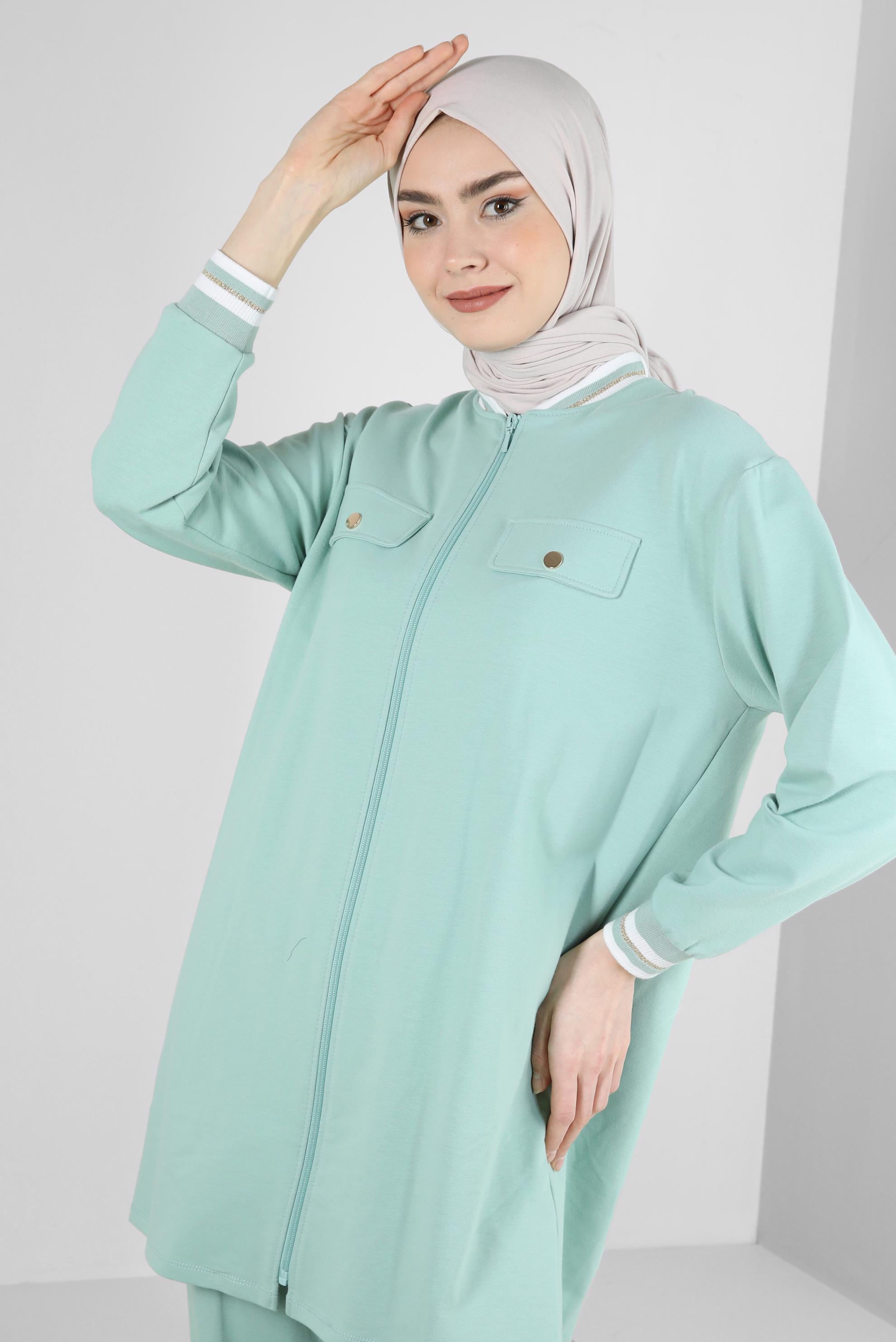 Vêtements hijab VERT SURVÊTEMENT 2 PIÈCES POIGNETS ÉLASTIQUE 43787