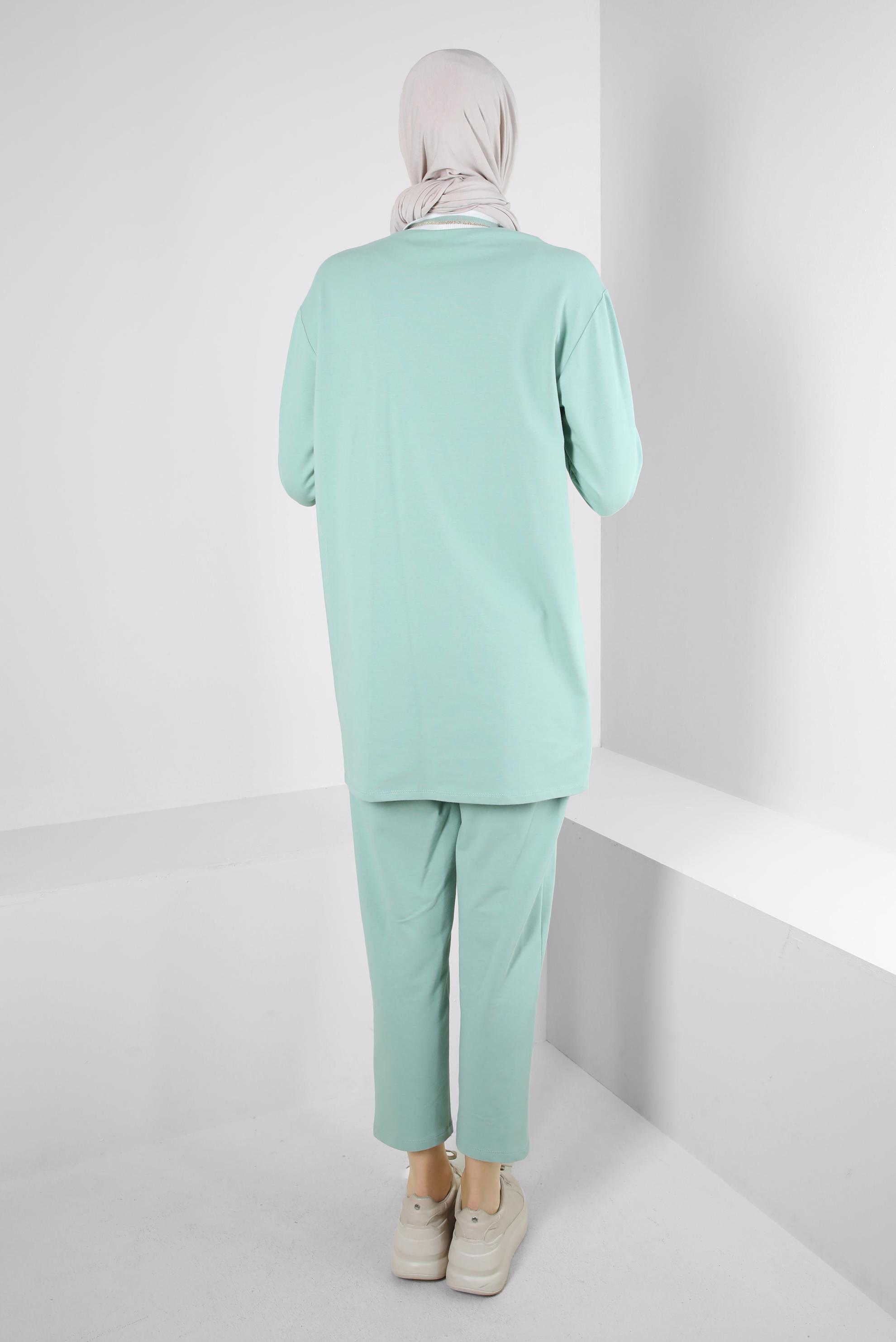 Vêtements hijab VERT SURVÊTEMENT 2 PIÈCES POIGNETS ÉLASTIQUE 43787