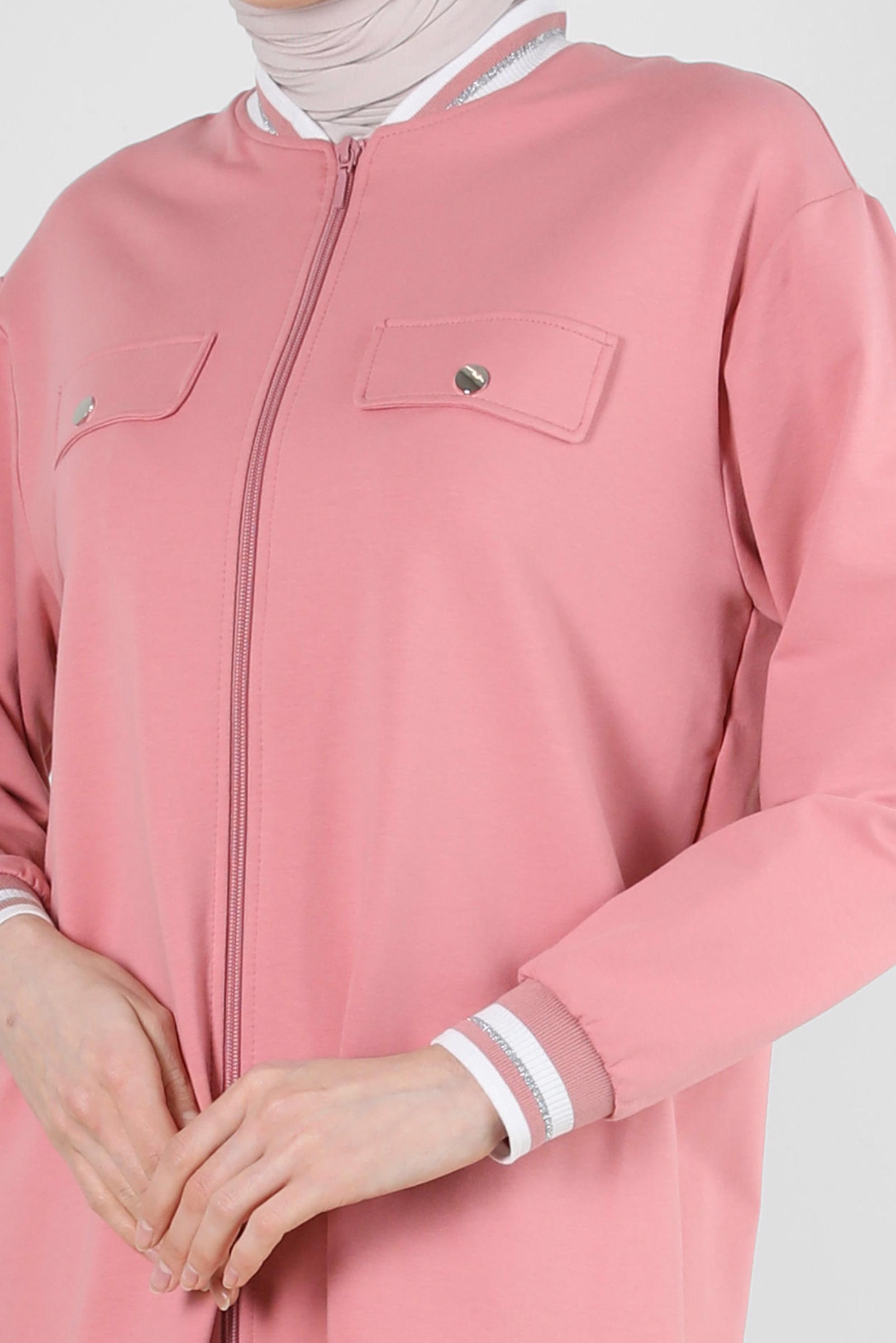 Tesettür giyim PEMBE MANŞETLERİ LASTİKLİ İKİLİ EŞOFMAN TAKIM 43787