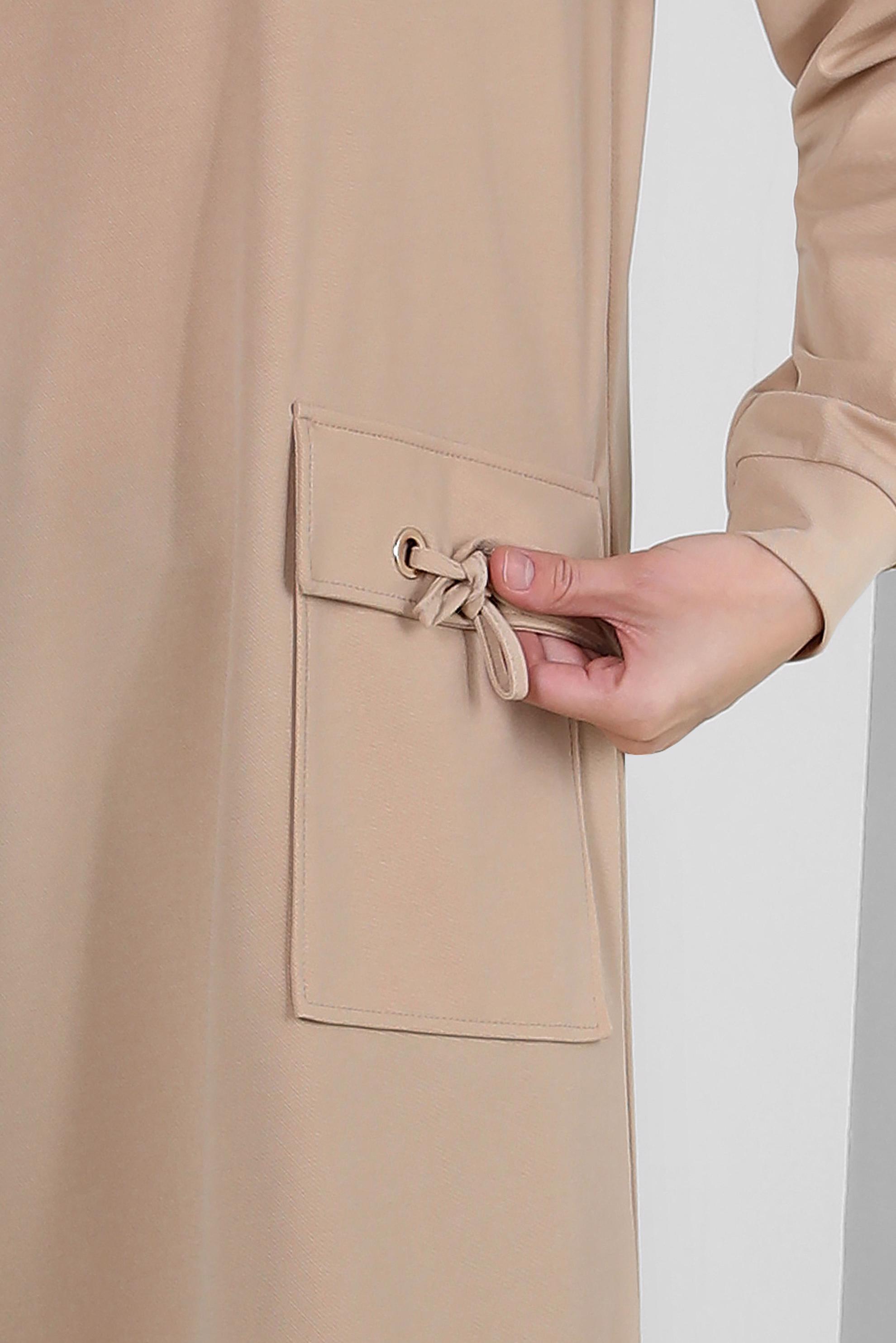 Tesettür giyim BEJ KAPÜŞONLU CEP DETAYLI EŞOFMAN TUNİK 43850