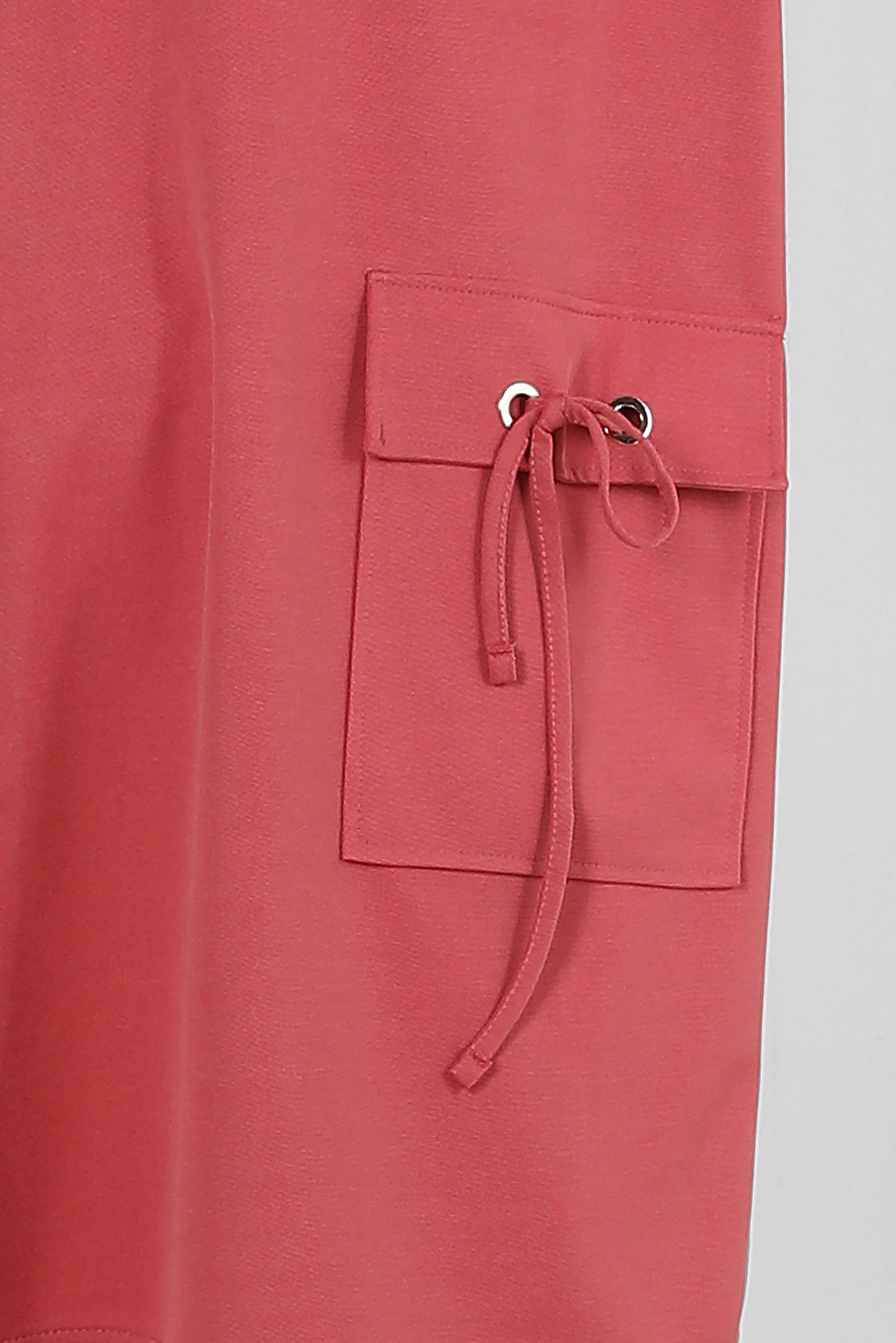 Tesettür giyim PEMBE KAPÜŞONLU CEP DETAYLI EŞOFMAN TUNİK 43850