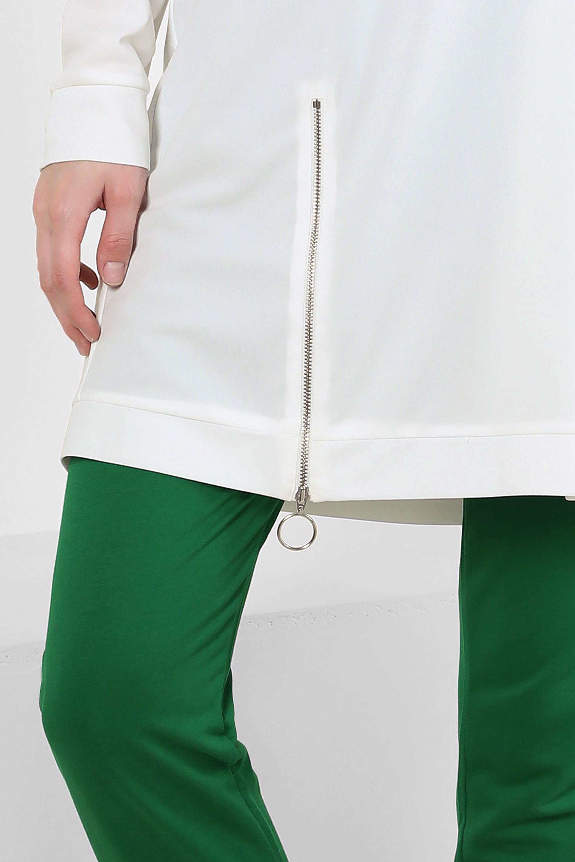 Tesettür giyim BEYAZ FERMUAR DETAYLI BİSİKLET YAKA EŞOFMAN TUNİK 43852