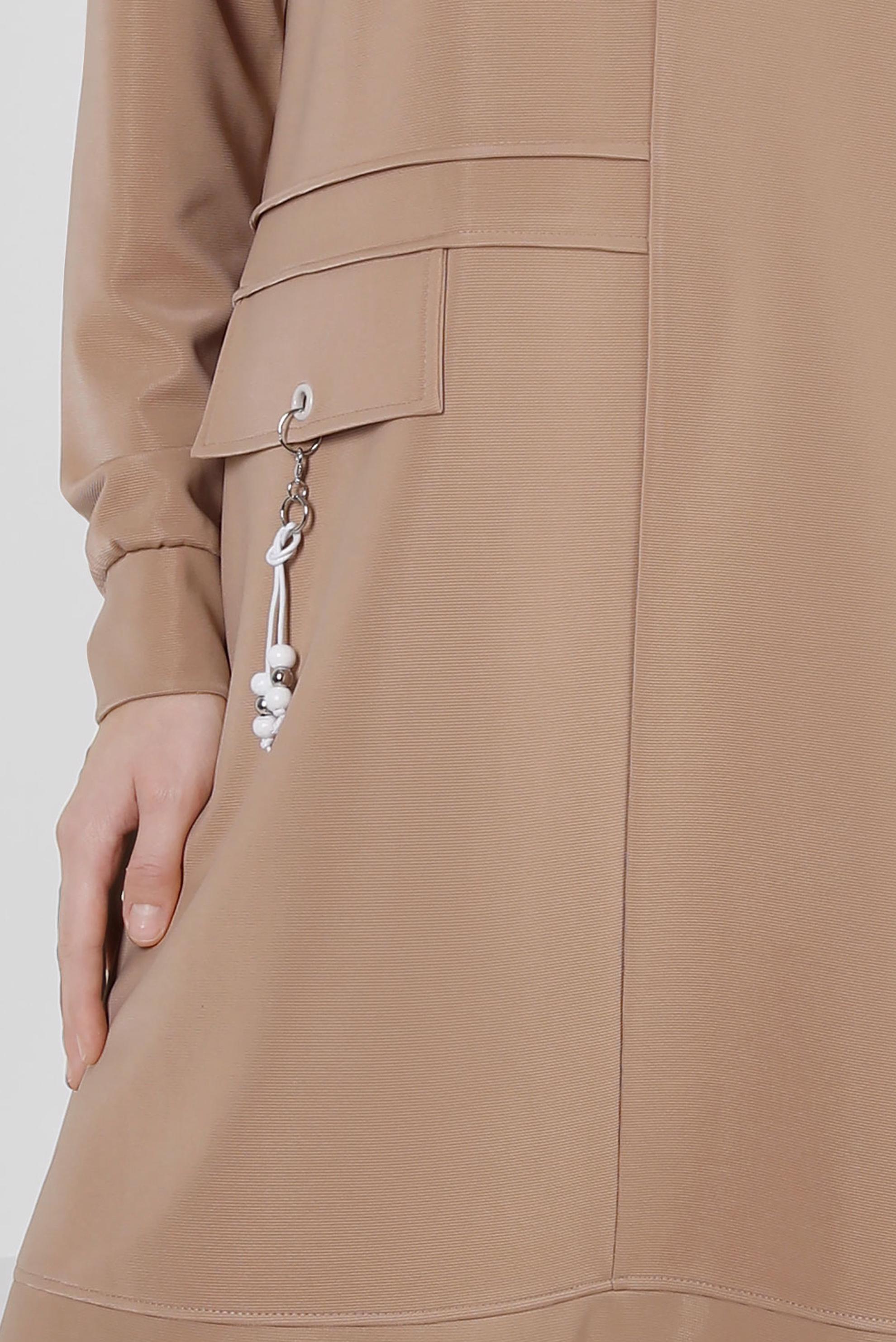 Tesettür giyim KAHVE KUŞGÖZÜ DETAYLI BİSİKLET YAKA EŞOFMAN TUNİK 43853