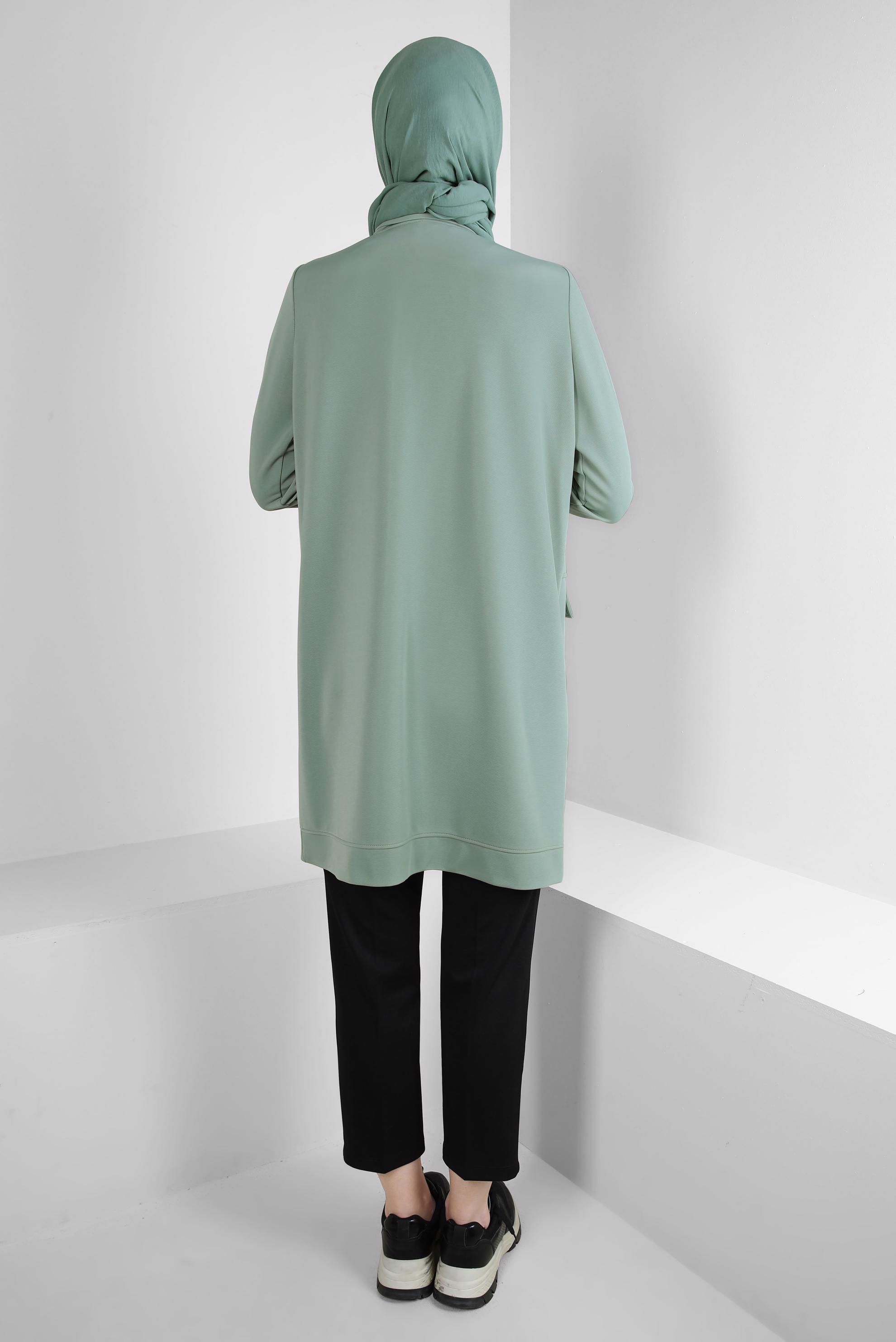 Vêtements hijab BLEU TUNIQUE DE SURVÊTEMENT À COL ROND DÉTAIL ŒILLET 43853