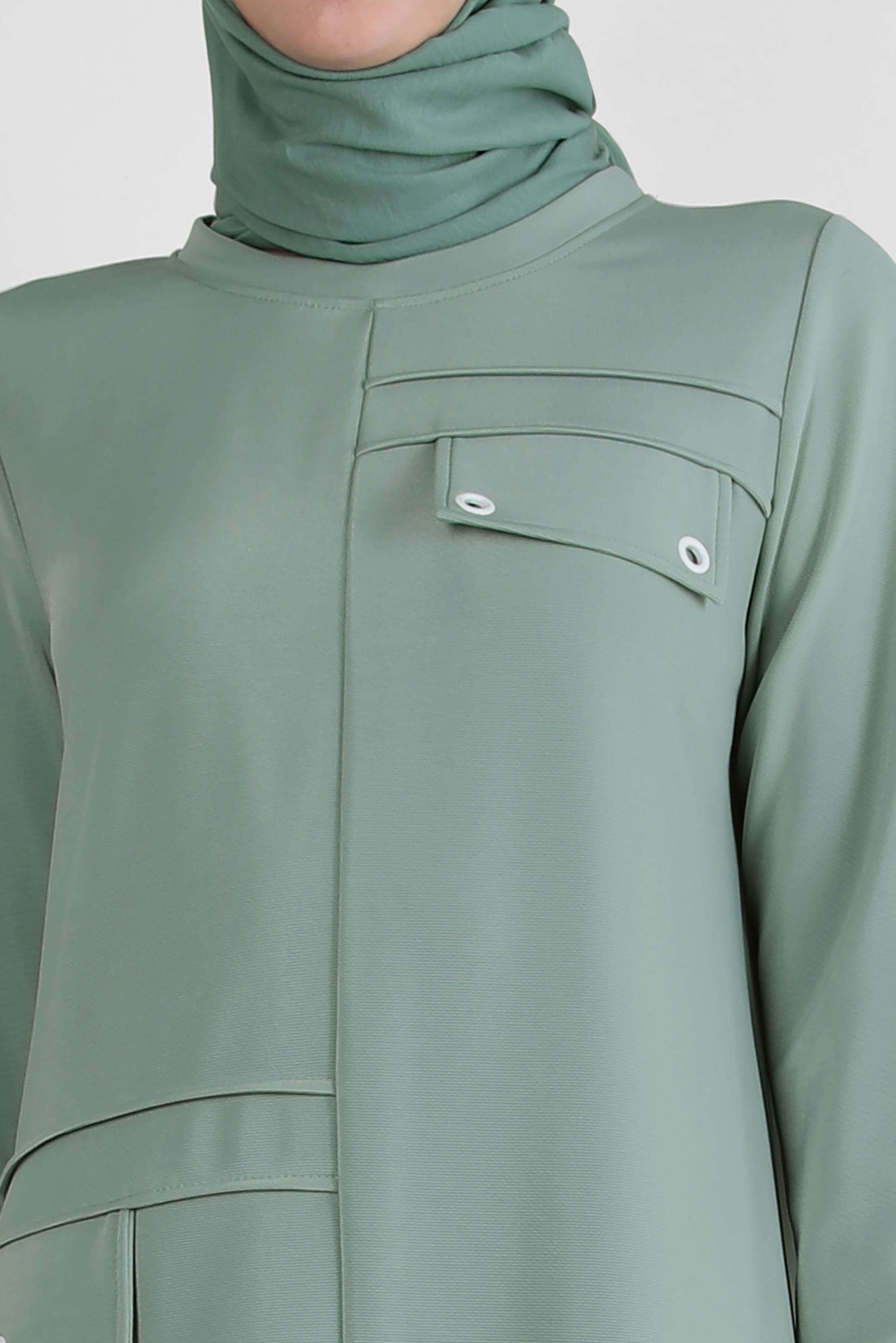 Vêtements hijab BLEU TUNIQUE DE SURVÊTEMENT À COL ROND DÉTAIL ŒILLET 43853