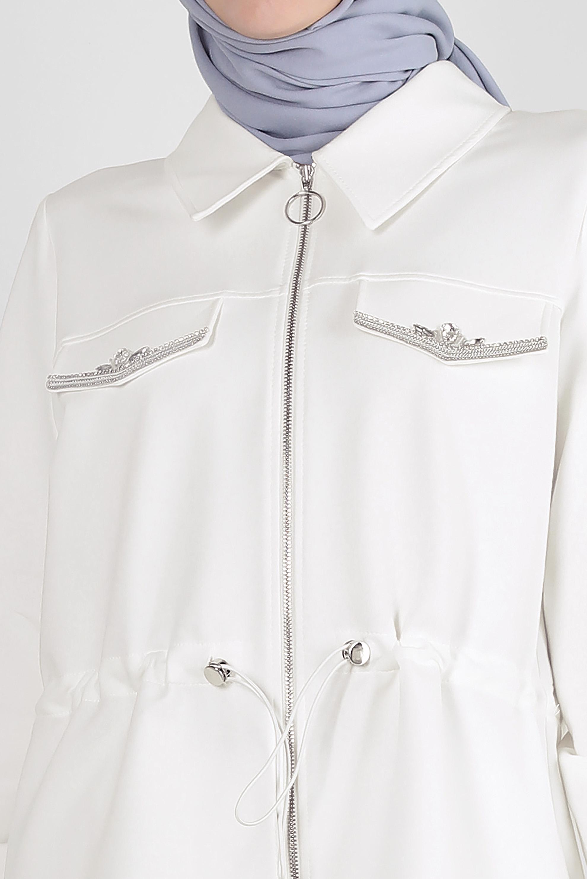 Vêtements hijab BLANC ENSEMBLE JUPE DE SURVÊTEMENT TAILLE SMOCKÉE AVEC FERMETURE ÉCLAIR 43876