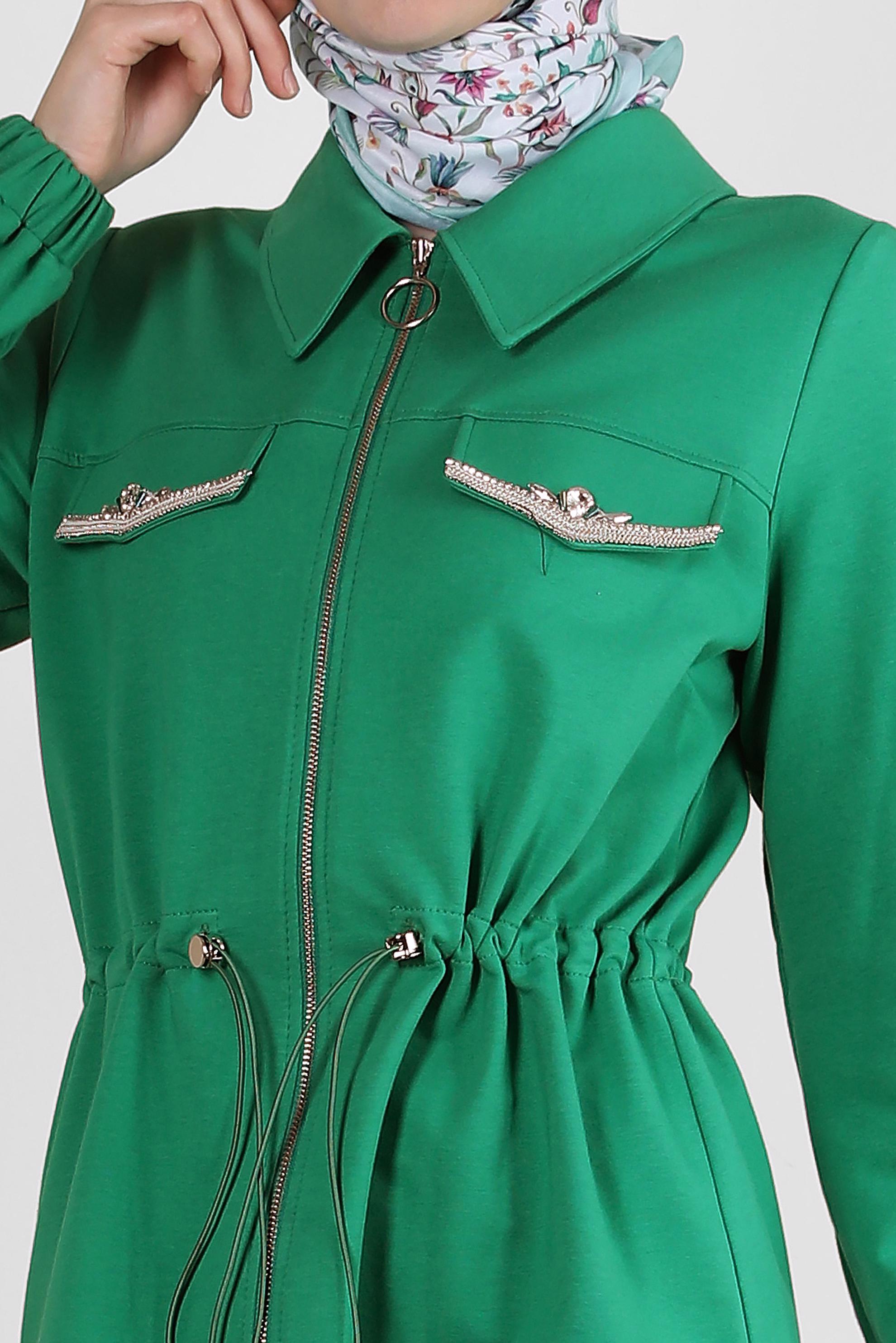 Vêtements hijab VERT ENSEMBLE JUPE DE SURVÊTEMENT TAILLE SMOCKÉE AVEC FERMETURE ÉCLAIR 43876