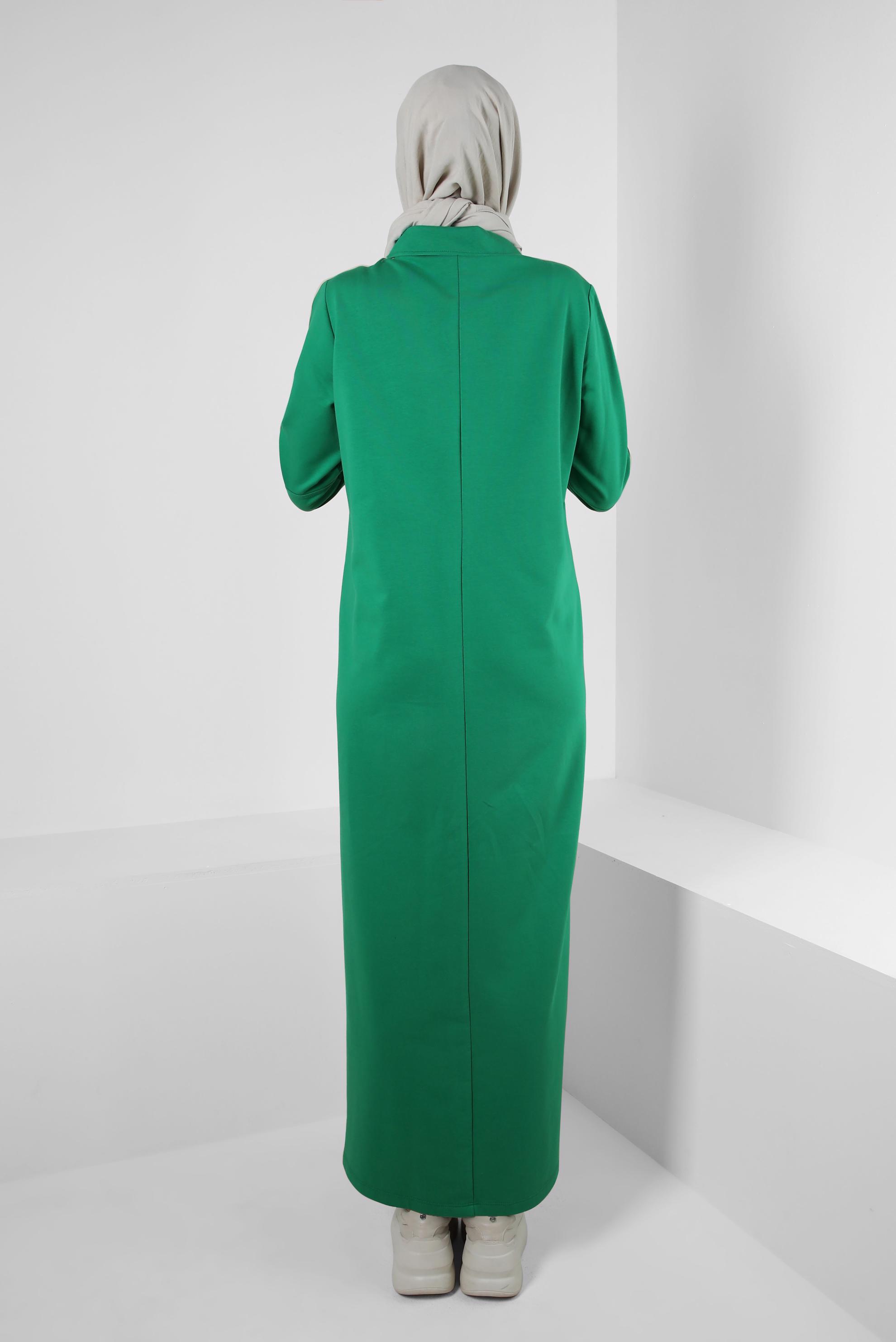 Vêtements hijab VERT ROBE DE SURVÊTEMENT ZIPPÉE À COL ROULÉ 43881