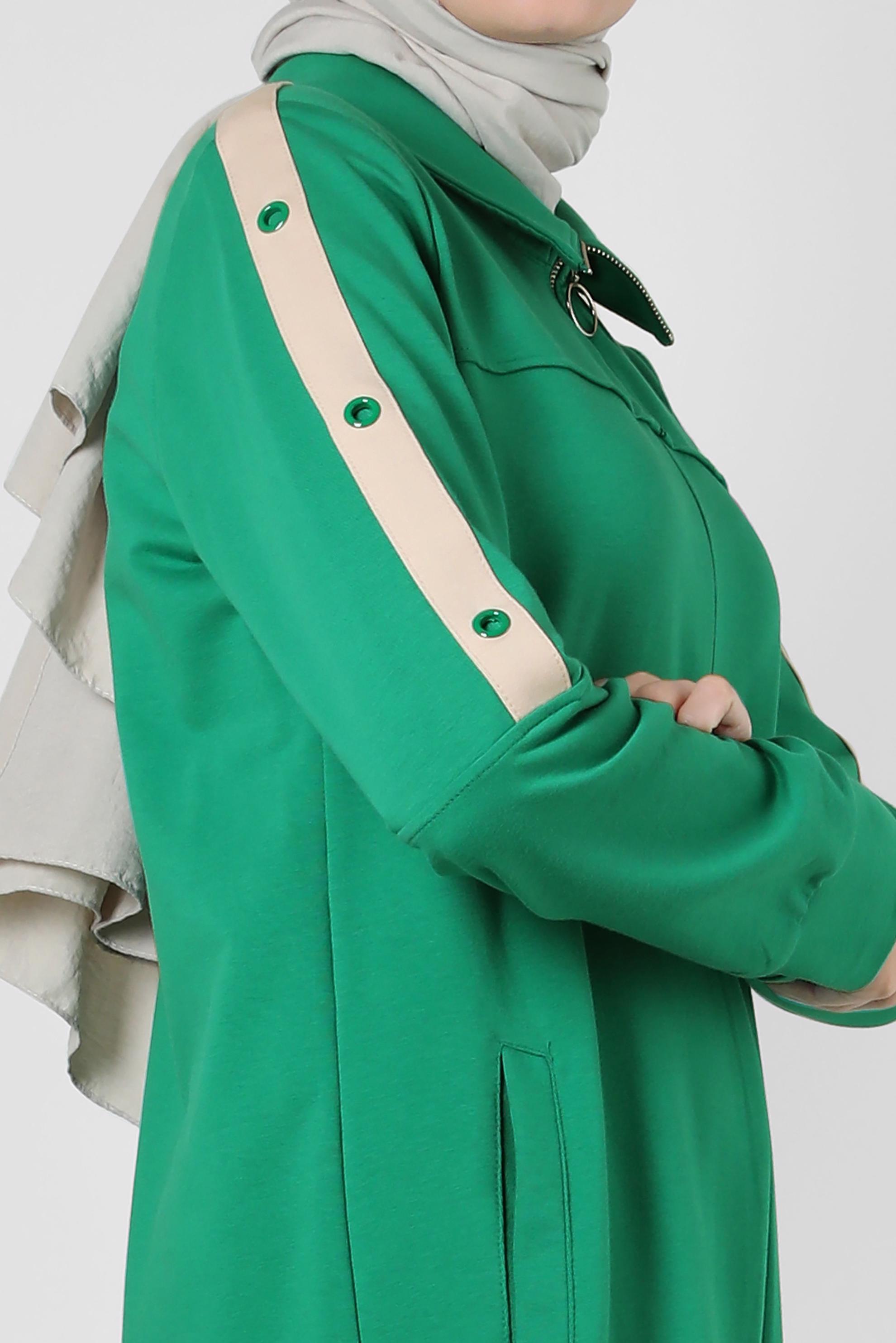 Vêtements hijab VERT ROBE DE SURVÊTEMENT ZIPPÉE À COL ROULÉ 43881