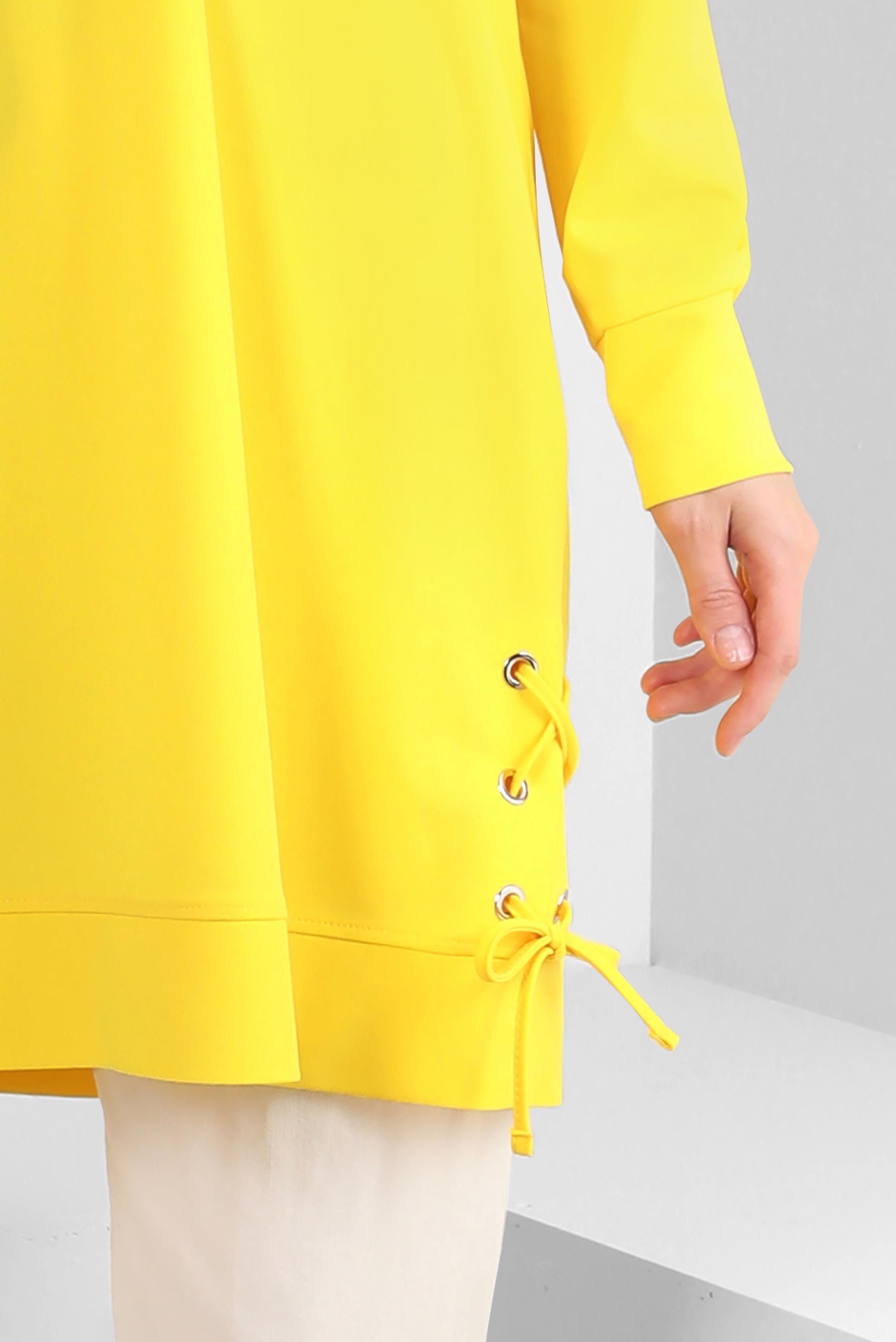 Tesettür giyim SARI BAĞLAMA DETAYLI TAŞLI EŞOFMAN TUNİK 43883