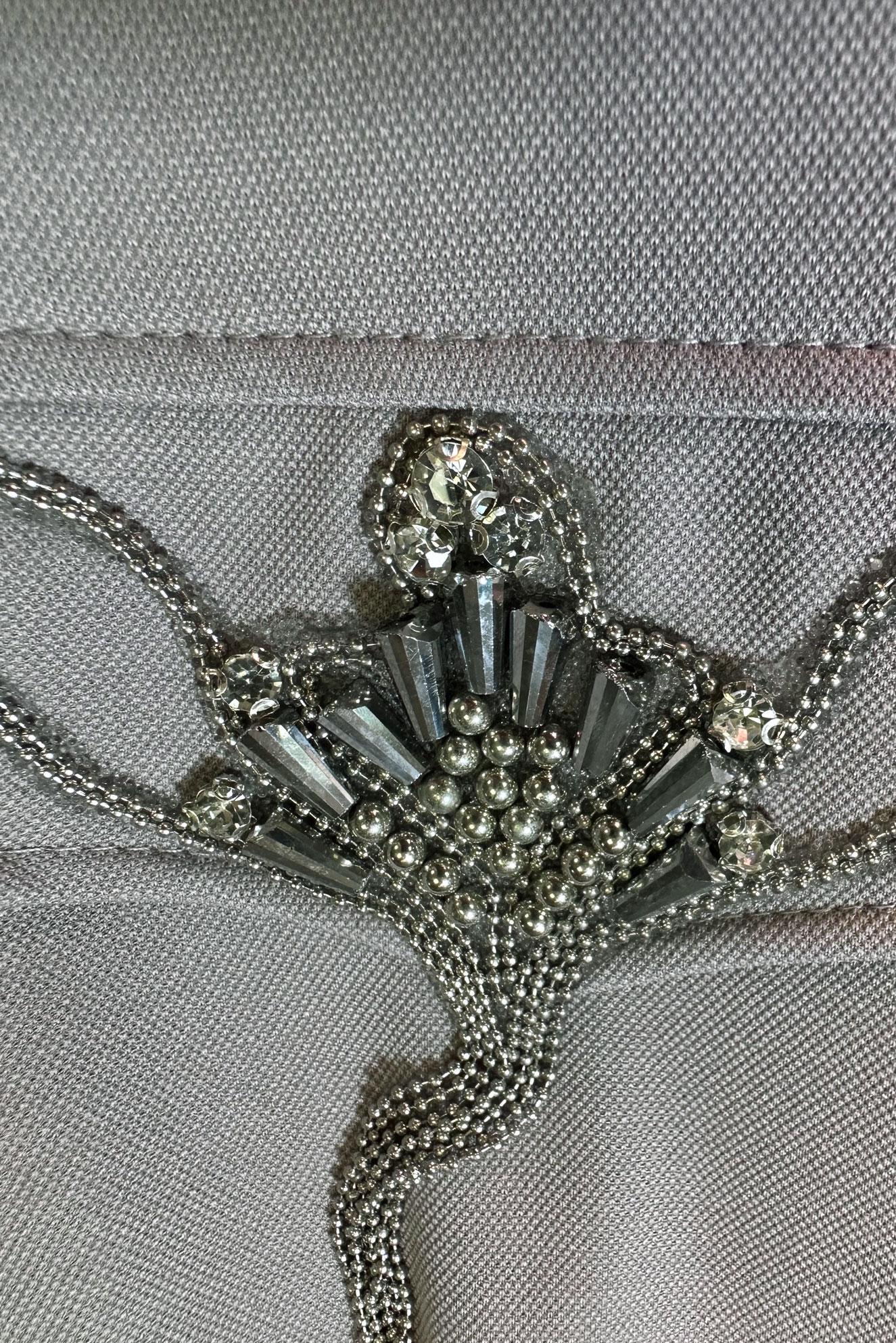 Tesettür giyim GRİ TAŞ DETAYLI BİSİKLET YAKA EŞOFMAN TUNİK 43884