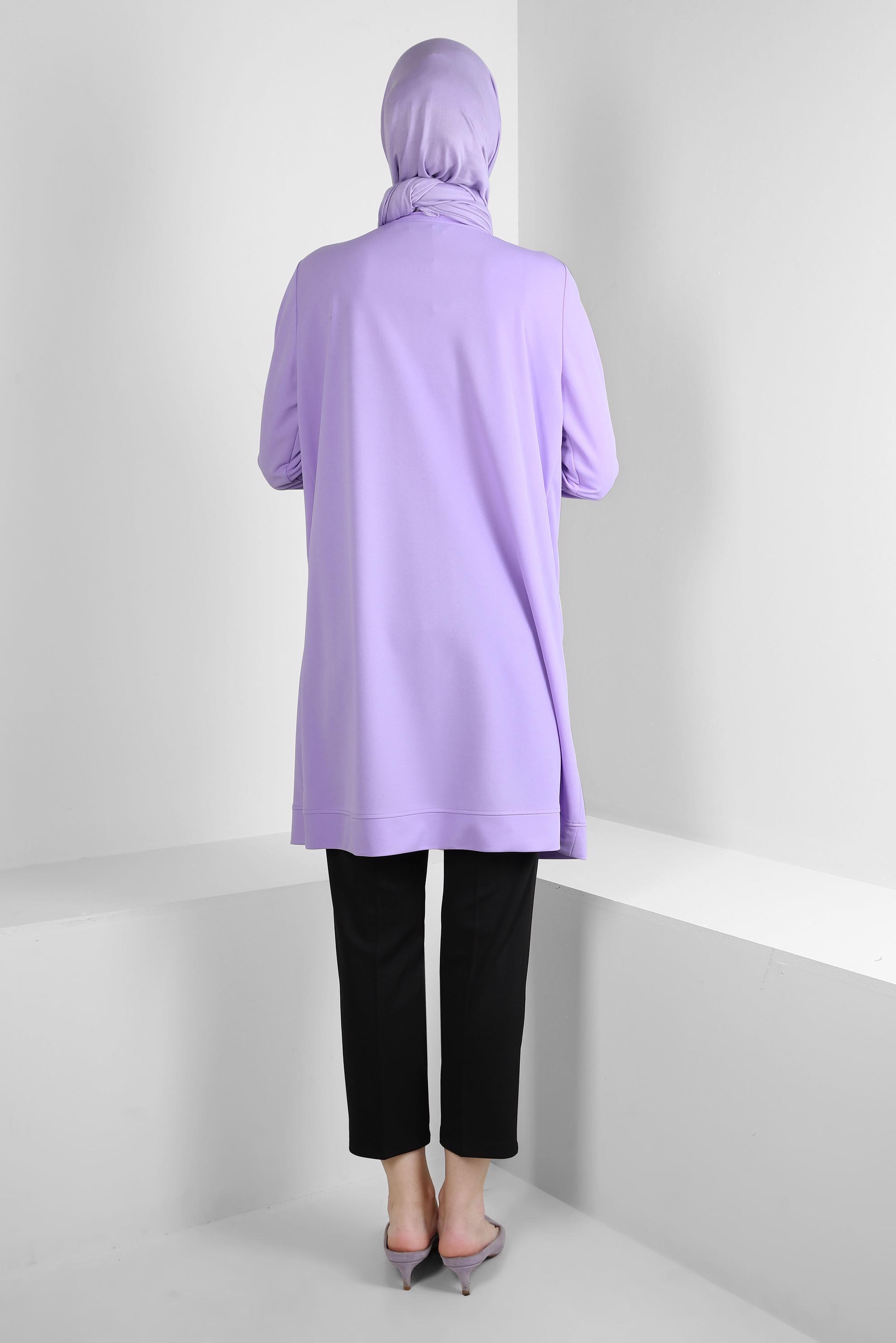 Vêtements hijab POURPRE TUNIQUE DE SURVÊTEMENT COL ROND AVEC DÉTAIL GEM 43884