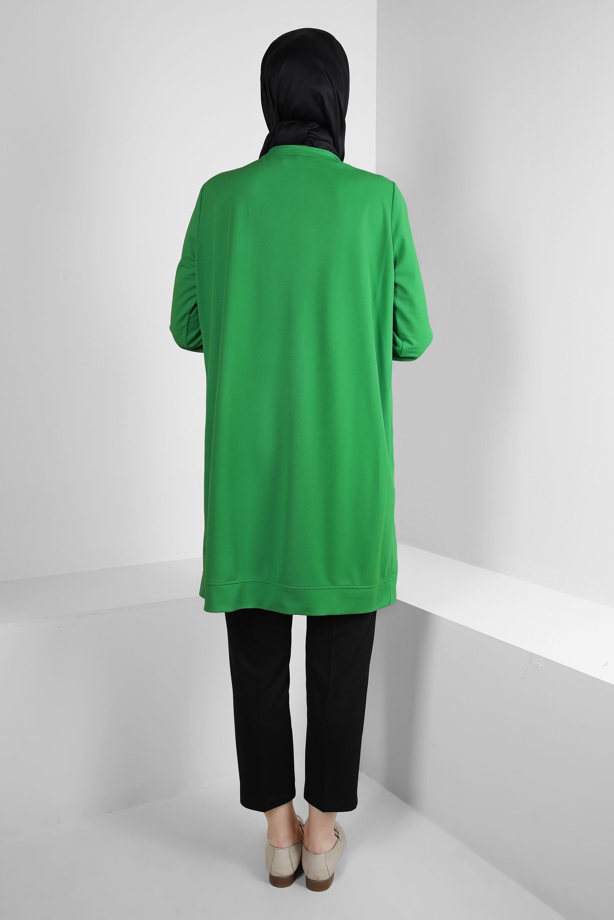 Vêtements hijab VERT TUNIQUE DE SURVÊTEMENT COL ROND AVEC DÉTAIL GEM 43884