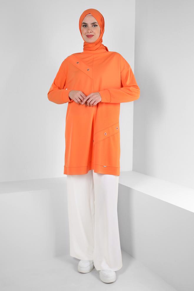 Tesettür giyim  KUŞGÖZÜ DETAYLI EŞOFMAN TUNİK 43886 - ALVİNA