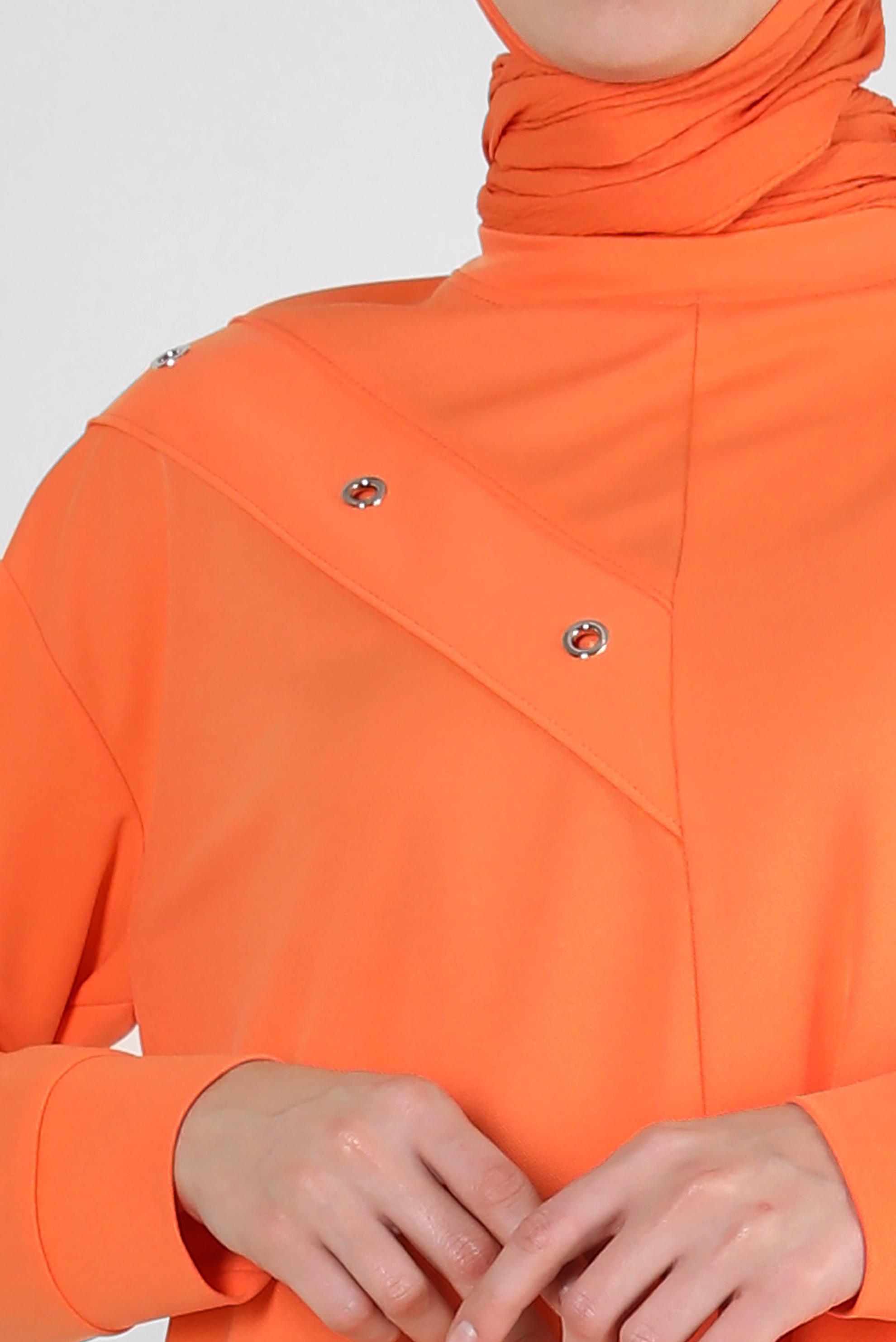 Tesettür giyim TURUNCU KUŞGÖZÜ DETAYLI EŞOFMAN TUNİK 43886