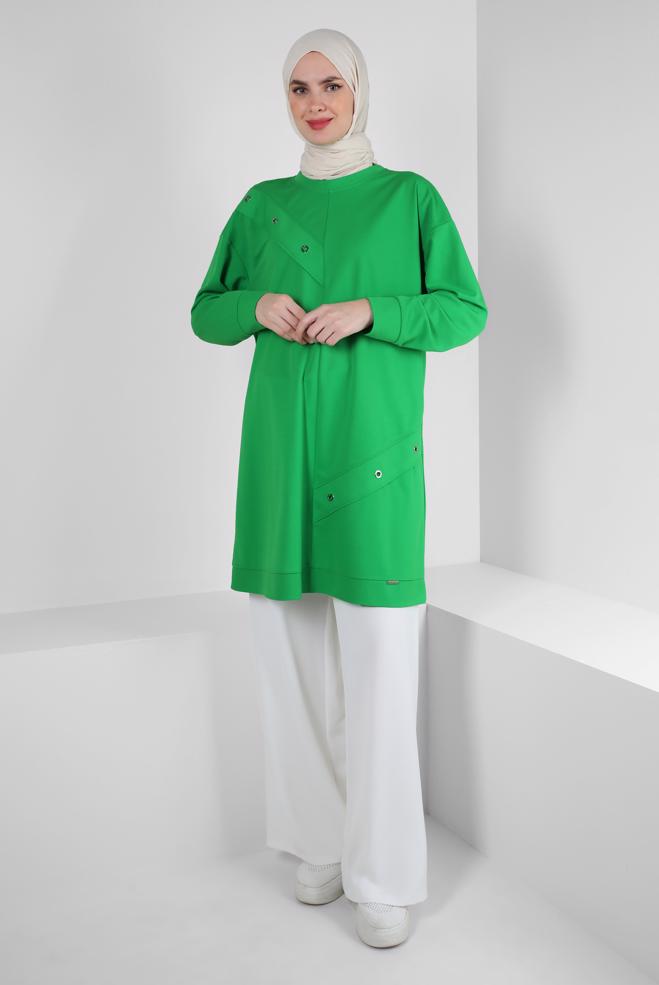 Tesettür giyim  KUŞGÖZÜ DETAYLI EŞOFMAN TUNİK 43886 - ALVİNA