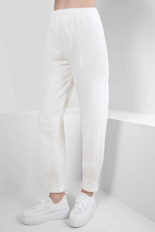 Vêtements hijab BLANC PANTALON DE SURVÊTEMENT AVEC POCHES DÉTAIL PLIS 70569 - ALVİNA