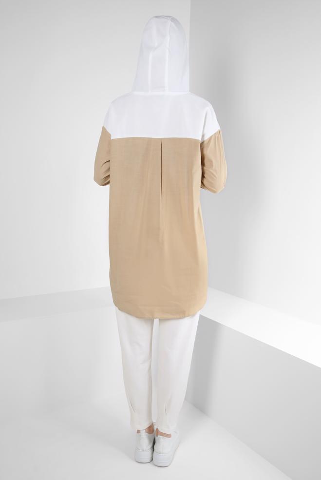 Vêtements hijab BLANC PANTALON DE SURVÊTEMENT AVEC POCHES DÉTAIL PLIS 70569 - ALVİNA