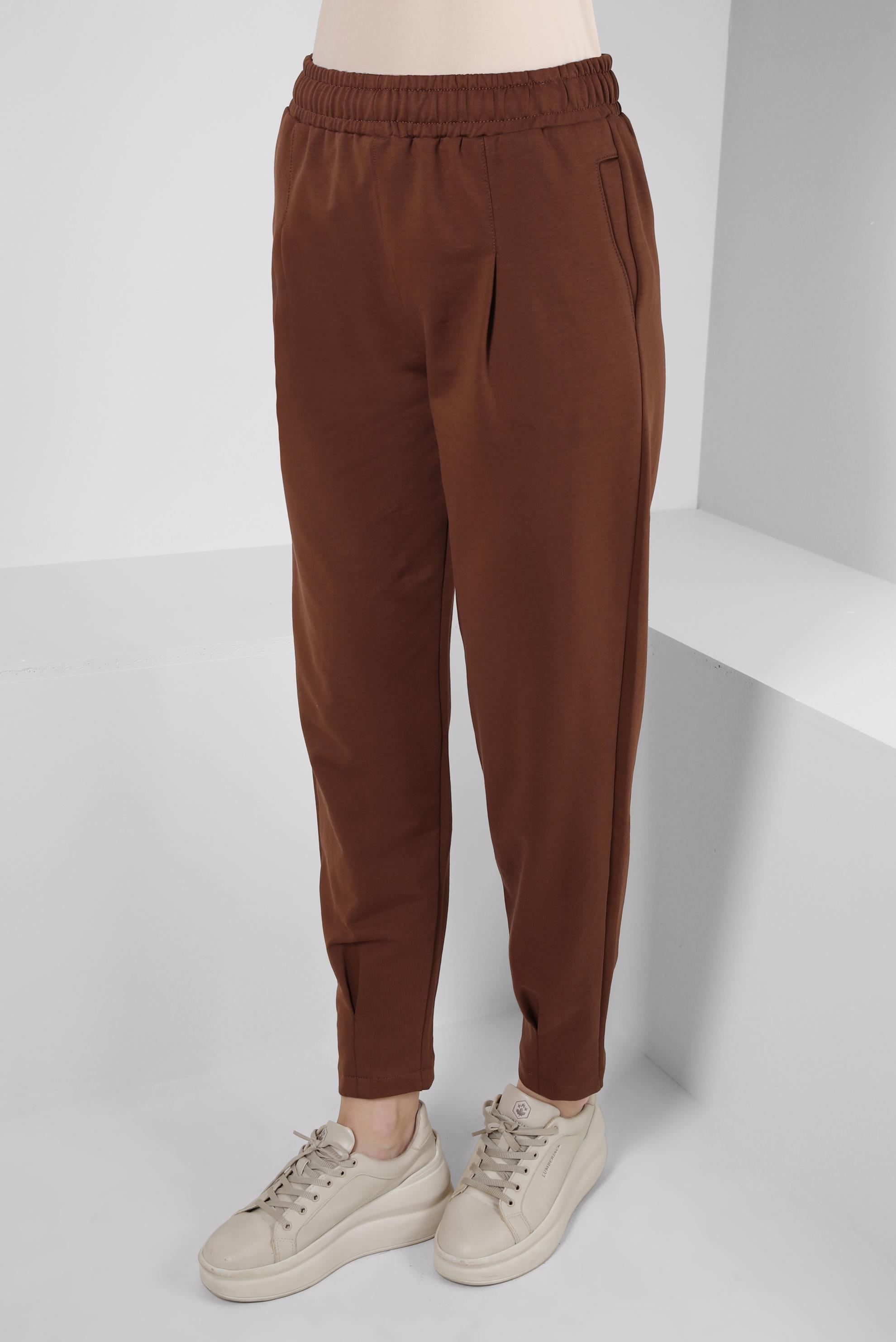 Vêtements hijab BRUN PANTALON DE SURVÊTEMENT AVEC POCHES DÉTAIL PLIS 70569