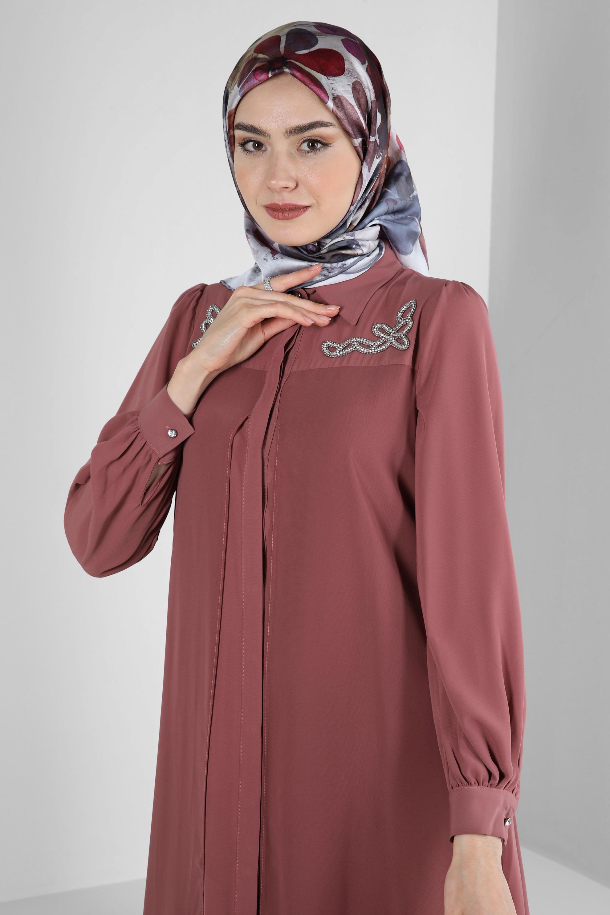 Tesettür giyim GRİ ALVİNA ÇİÇEK DESENLİ EŞARP 8227