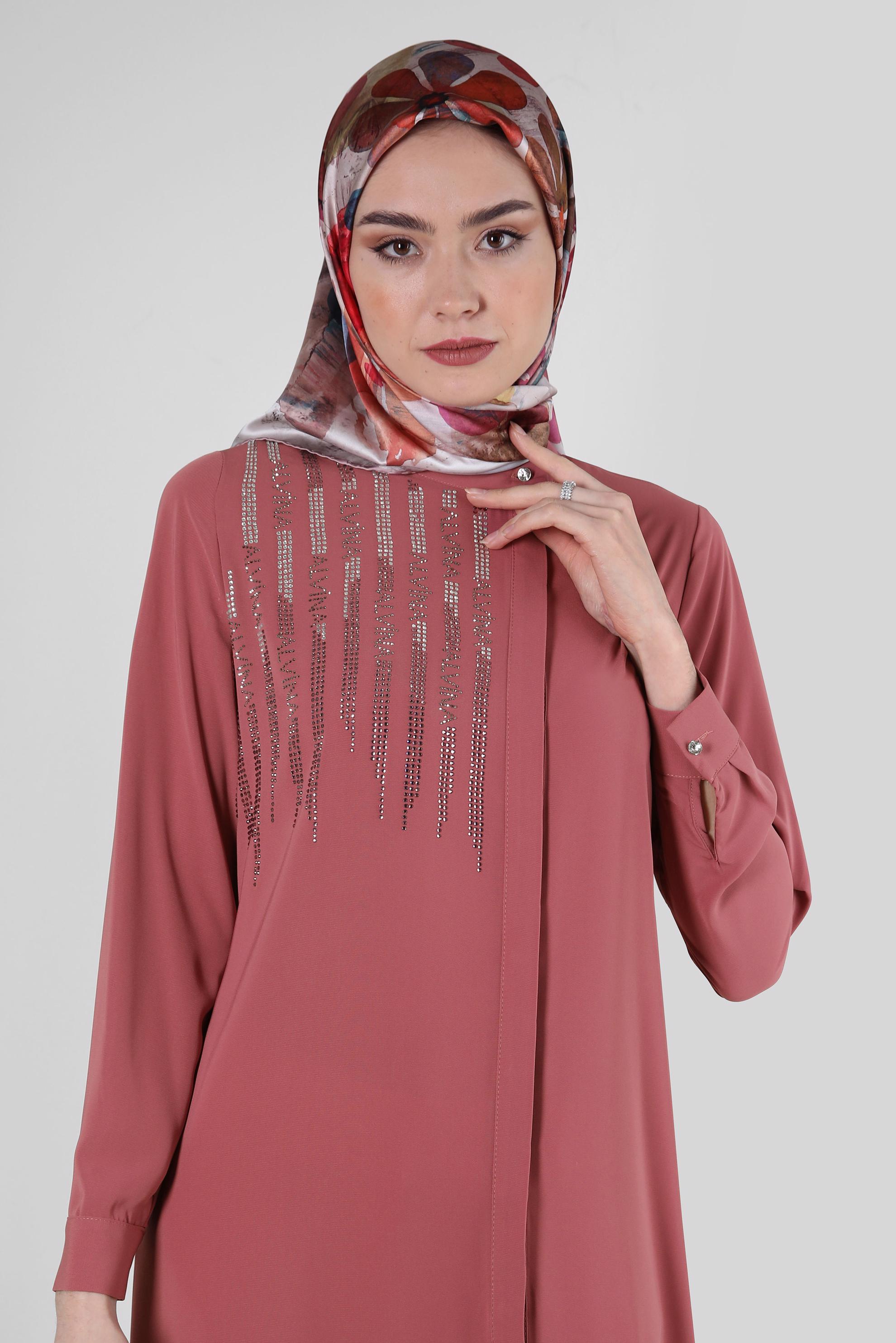 Tesettür giyim PUDRA ALVİNA ÇİÇEK DESENLİ EŞARP 8227