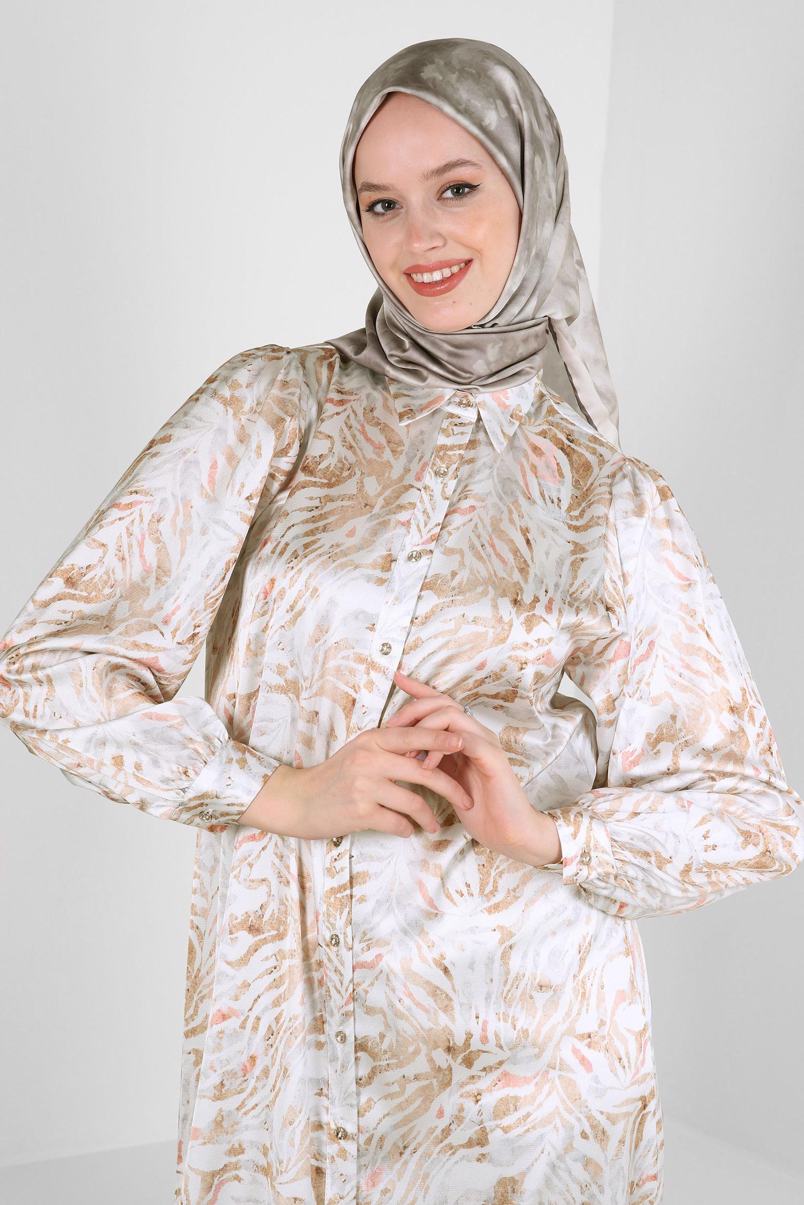 Tesettür giyim VİZON ALVİNA DİJİTAL EŞARP 8228