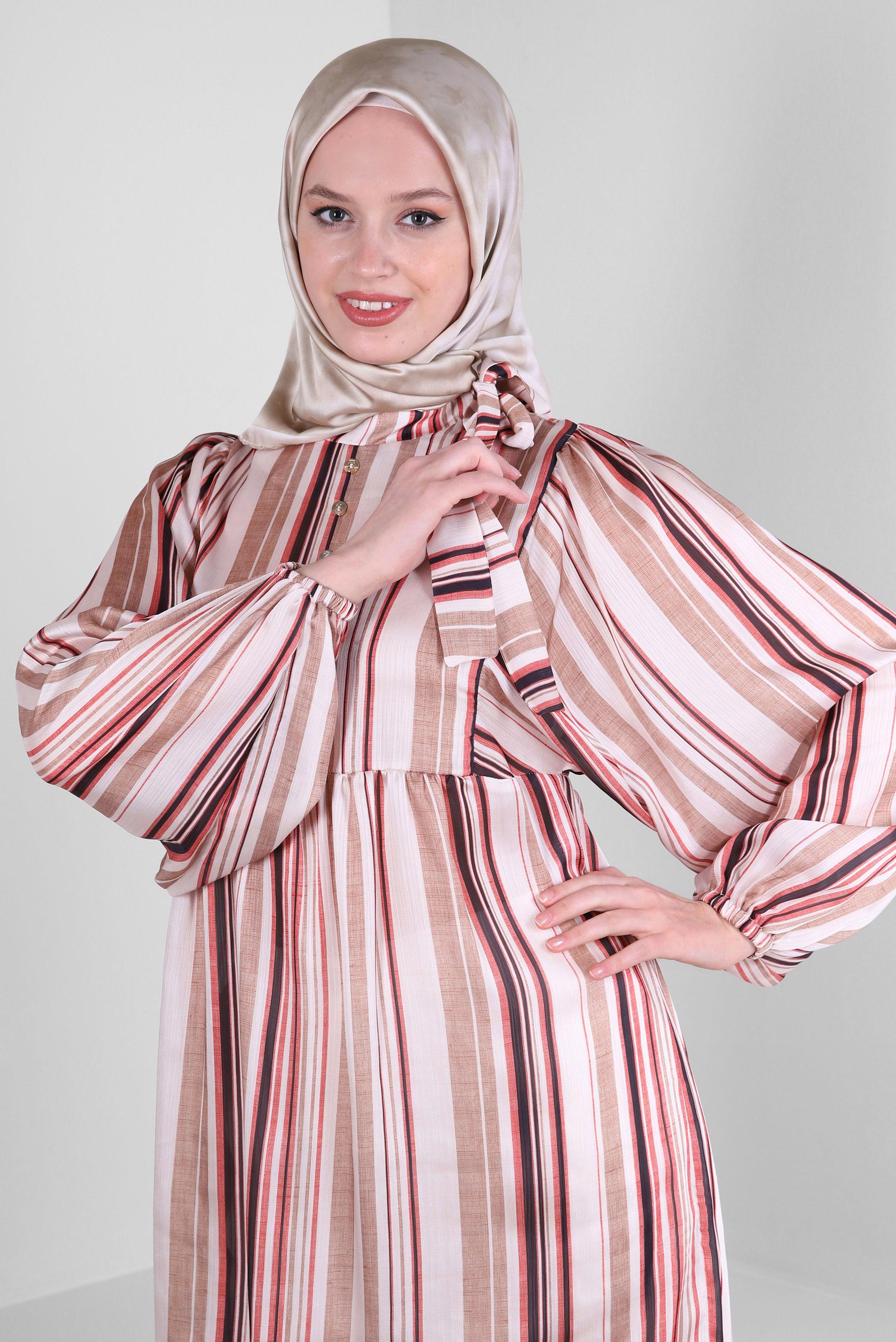 Tesettür giyim BEJ ALVİNA DİJİTAL EŞARP 8228