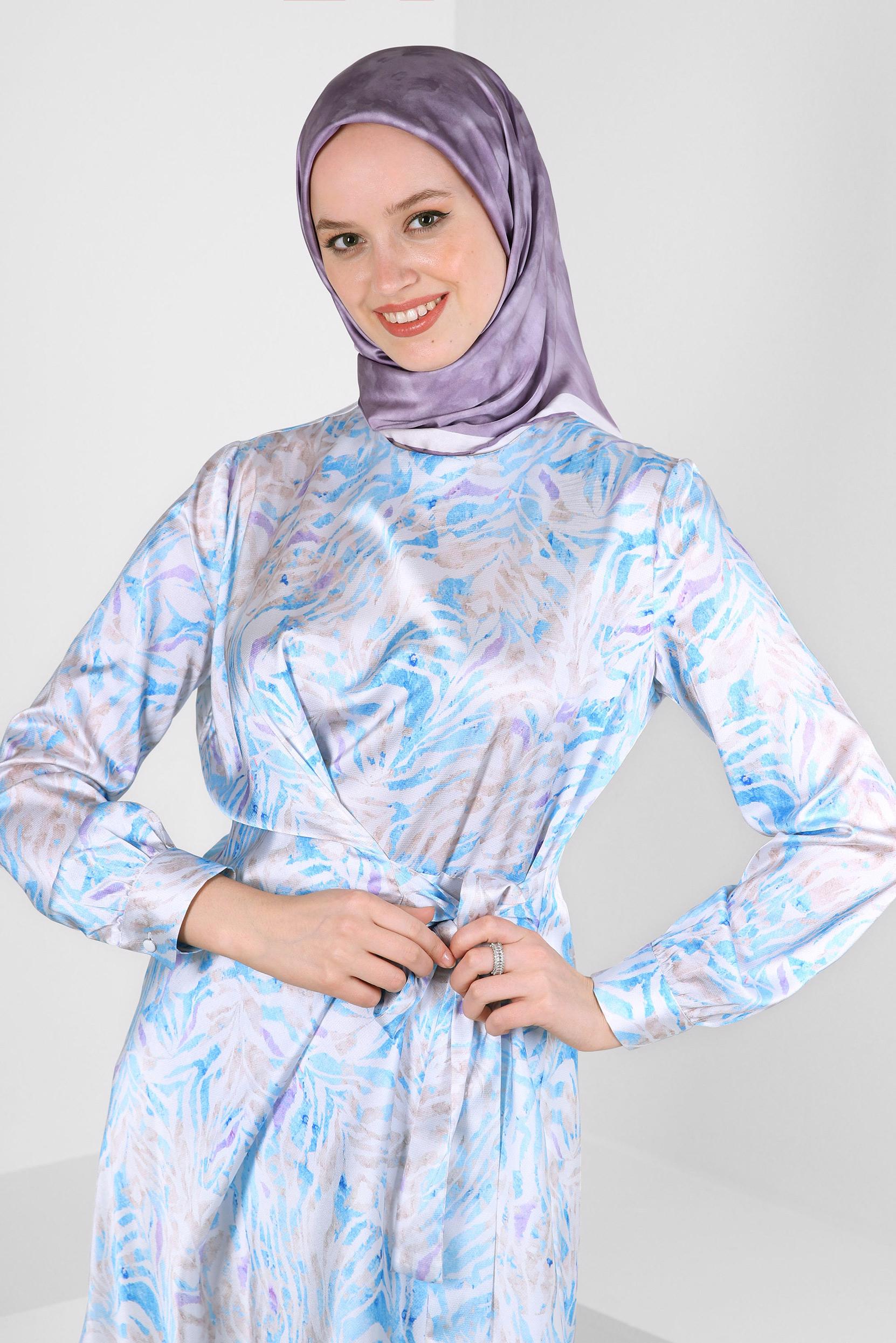 Tesettür giyim MOR ALVİNA DİJİTAL EŞARP 8228