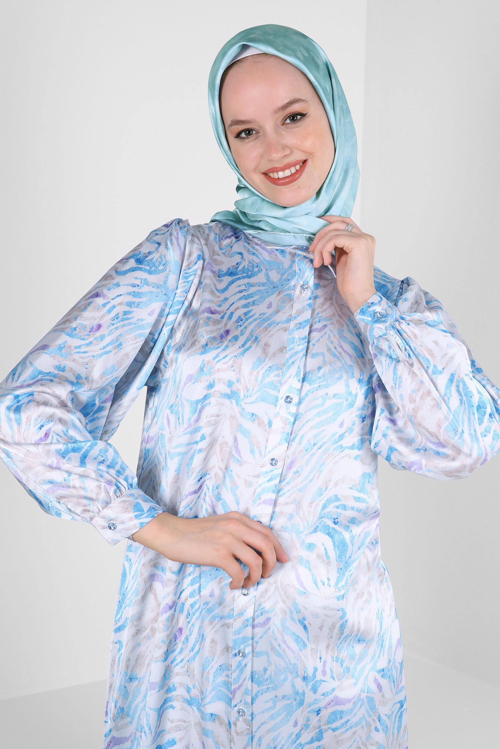 Tesettür giyim MAVİ ALVİNA DİJİTAL EŞARP 8228