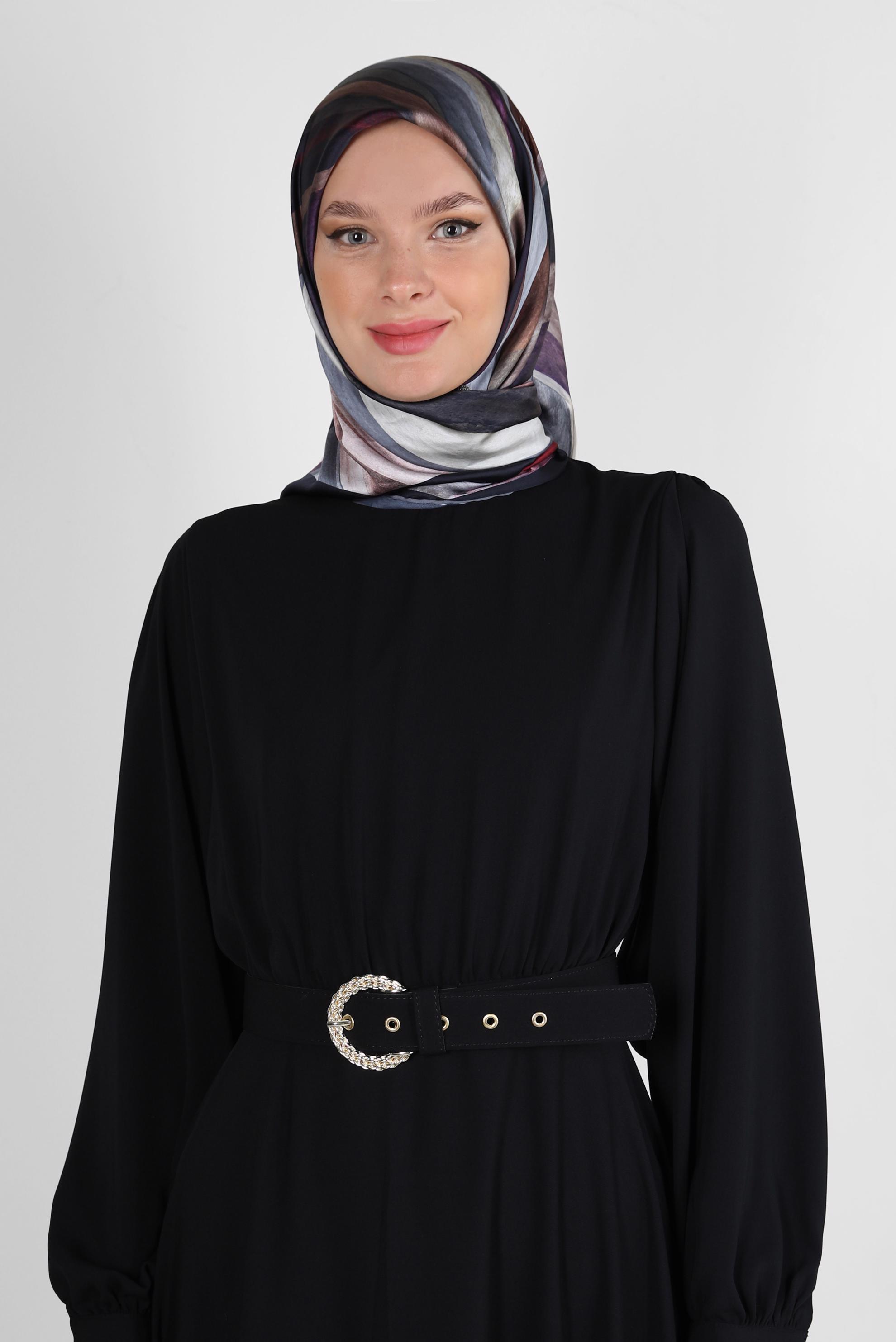 Tesettür giyim SİYAH ALVİNA DİJİTAL EŞARP 8229 