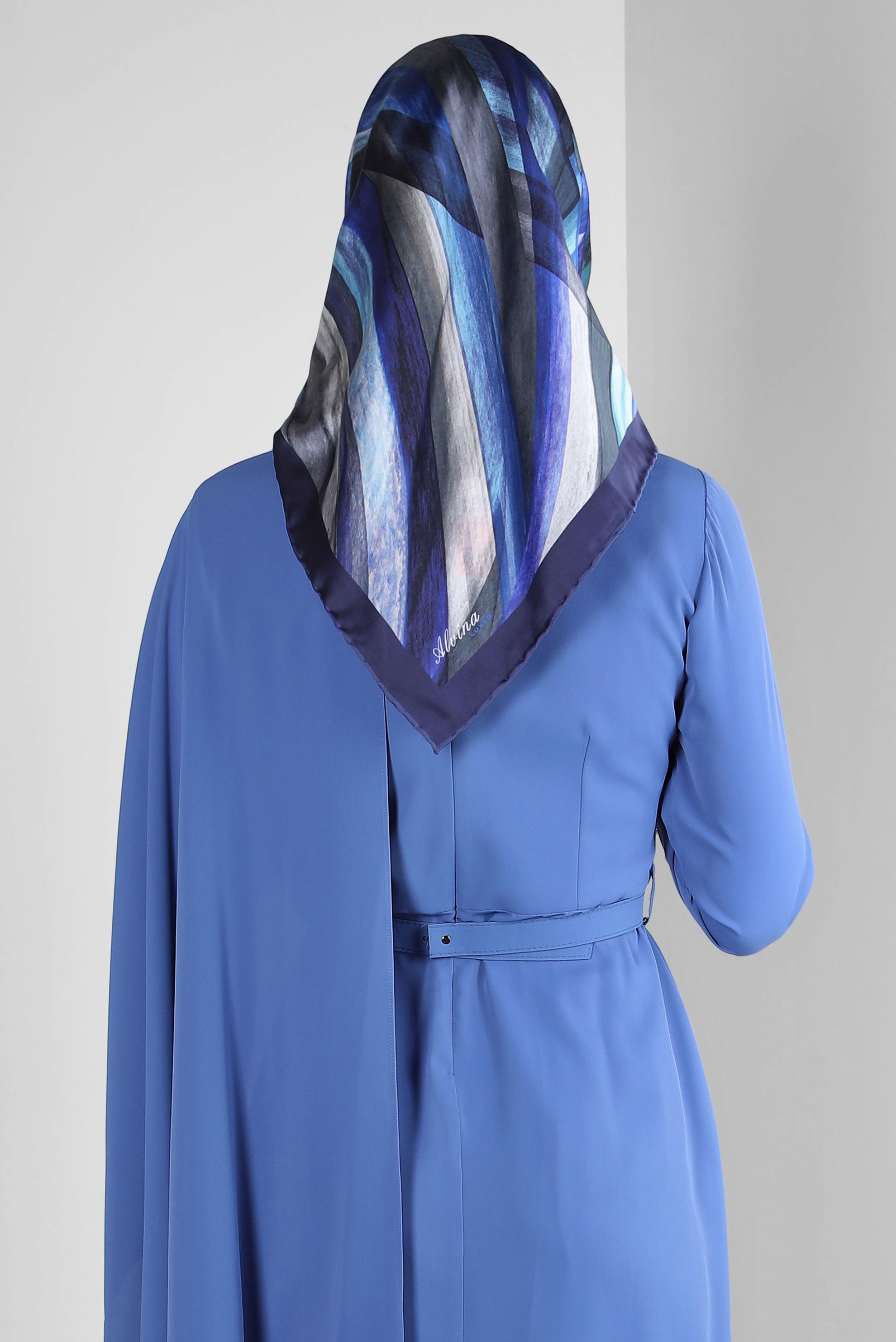 Tesettür giyim LACİVERT ALVİNA DİJİTAL EŞARP 8229 