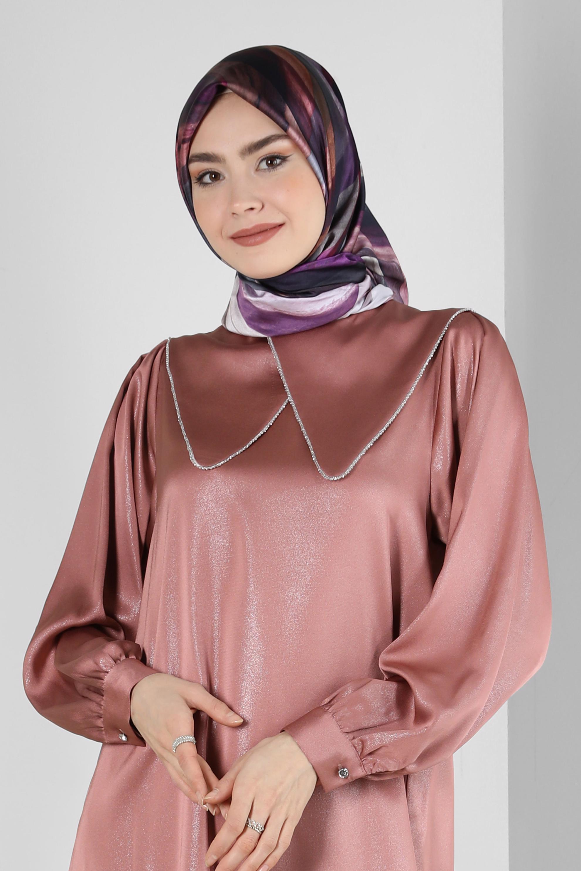 Tesettür giyim PUDRA ALVİNA DİJİTAL EŞARP 8229 