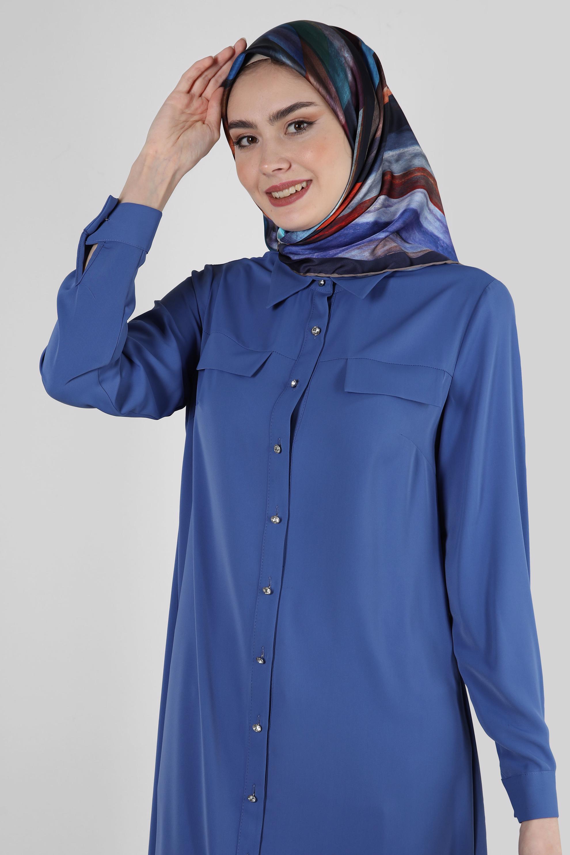 Tesettür giyim LACİVERT ALVİNA DİJİTAL EŞARP 8229 