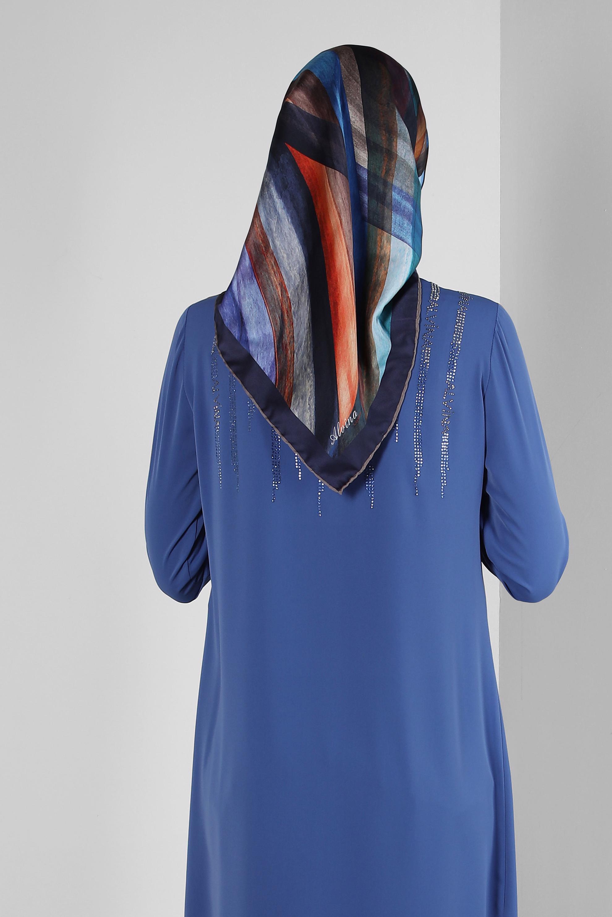 Tesettür giyim LACİVERT ALVİNA DİJİTAL EŞARP 8229 