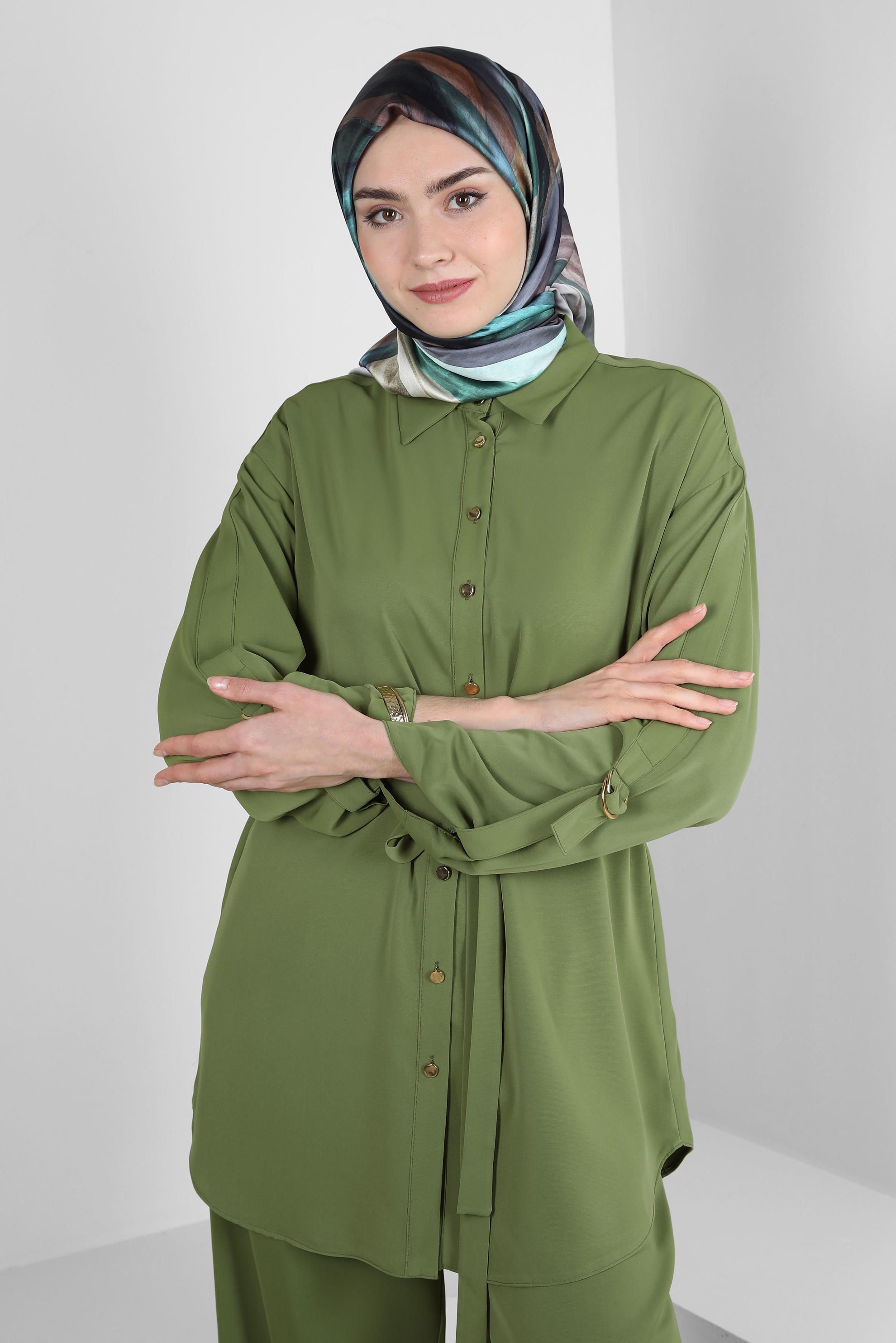 Tesettür giyim YEŞİL ALVİNA DİJİTAL EŞARP 8229 