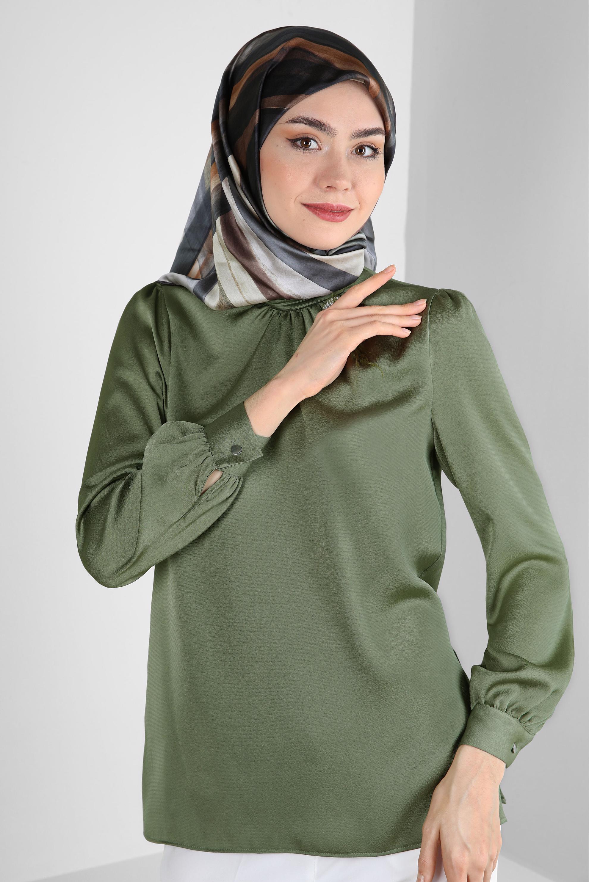 Tesettür giyim VİZON ALVİNA DİJİTAL EŞARP 8229 