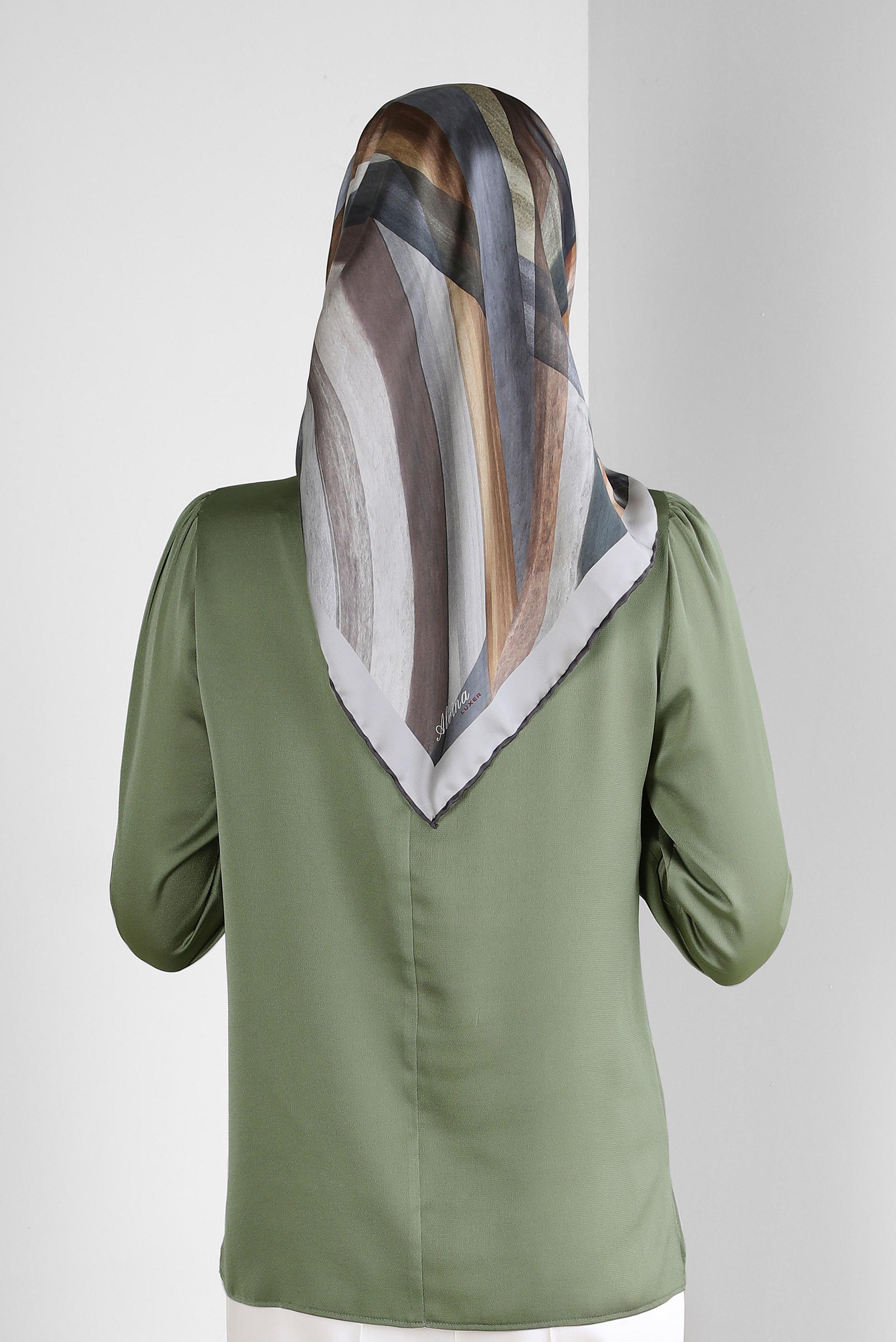 Tesettür giyim VİZON ALVİNA DİJİTAL EŞARP 8229 