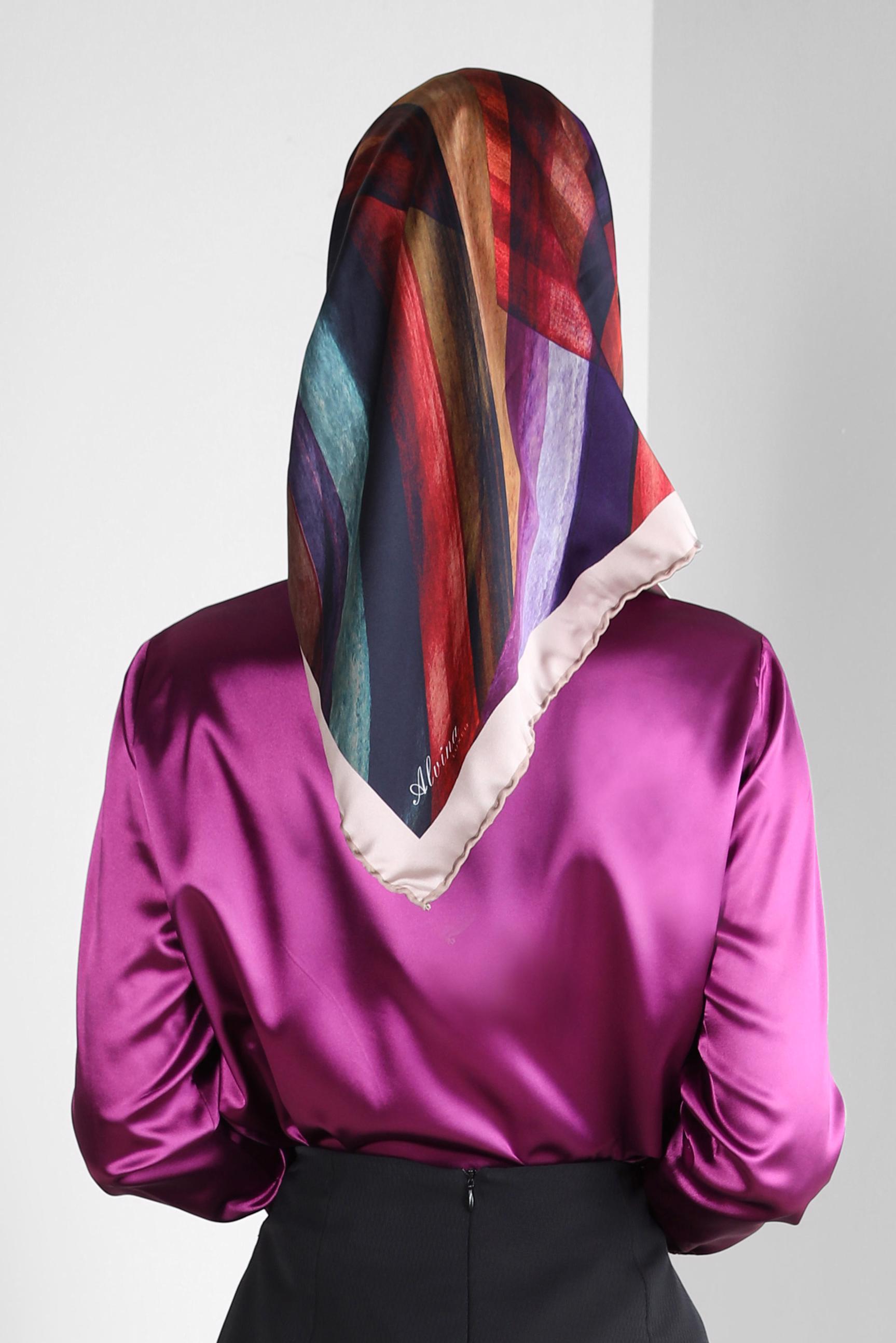 Tesettür giyim KAHVE ALVİNA DİJİTAL EŞARP 8229 