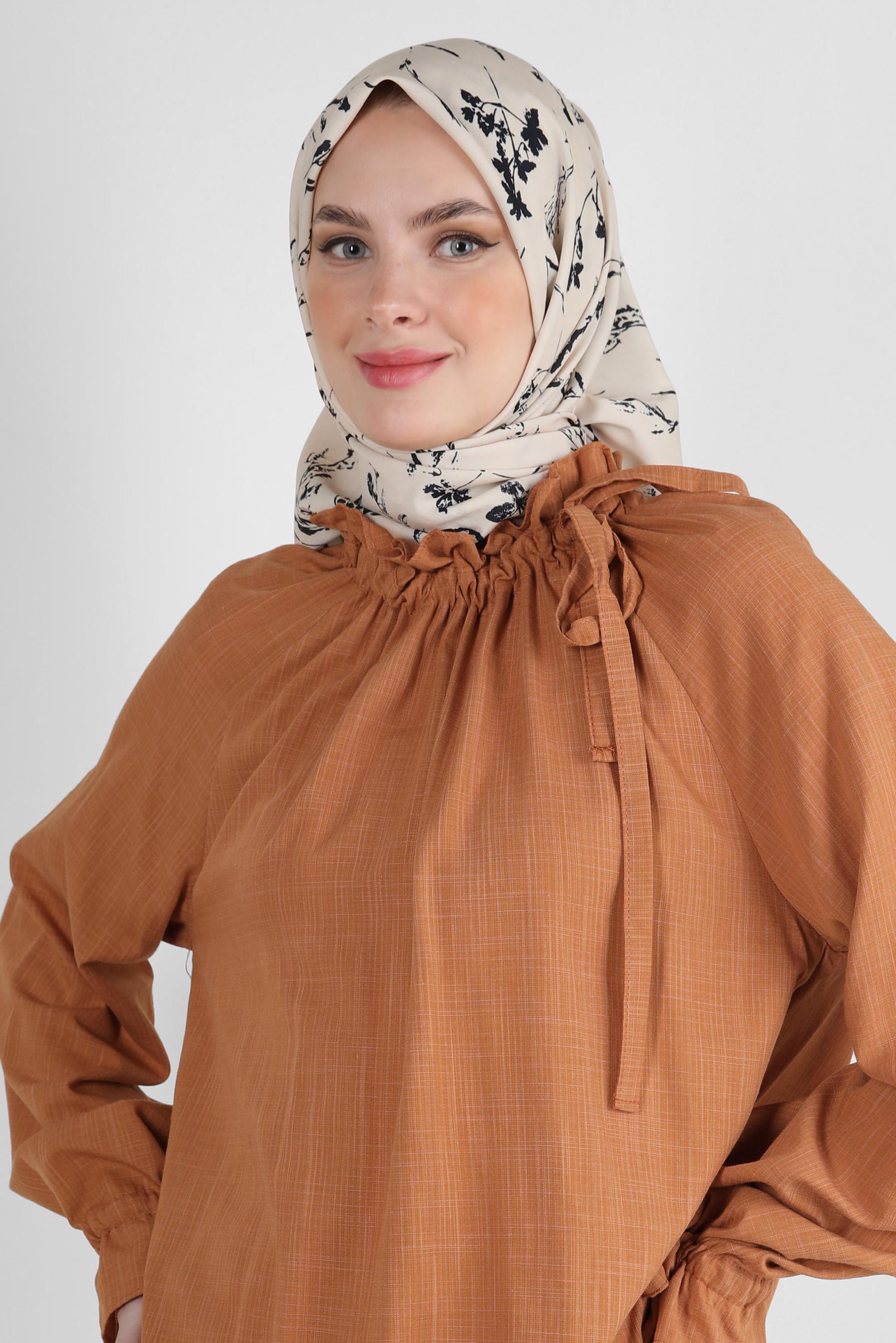 Tesettür giyim SARI ALVİNA ÇİÇEK DESEN EŞARP 8230