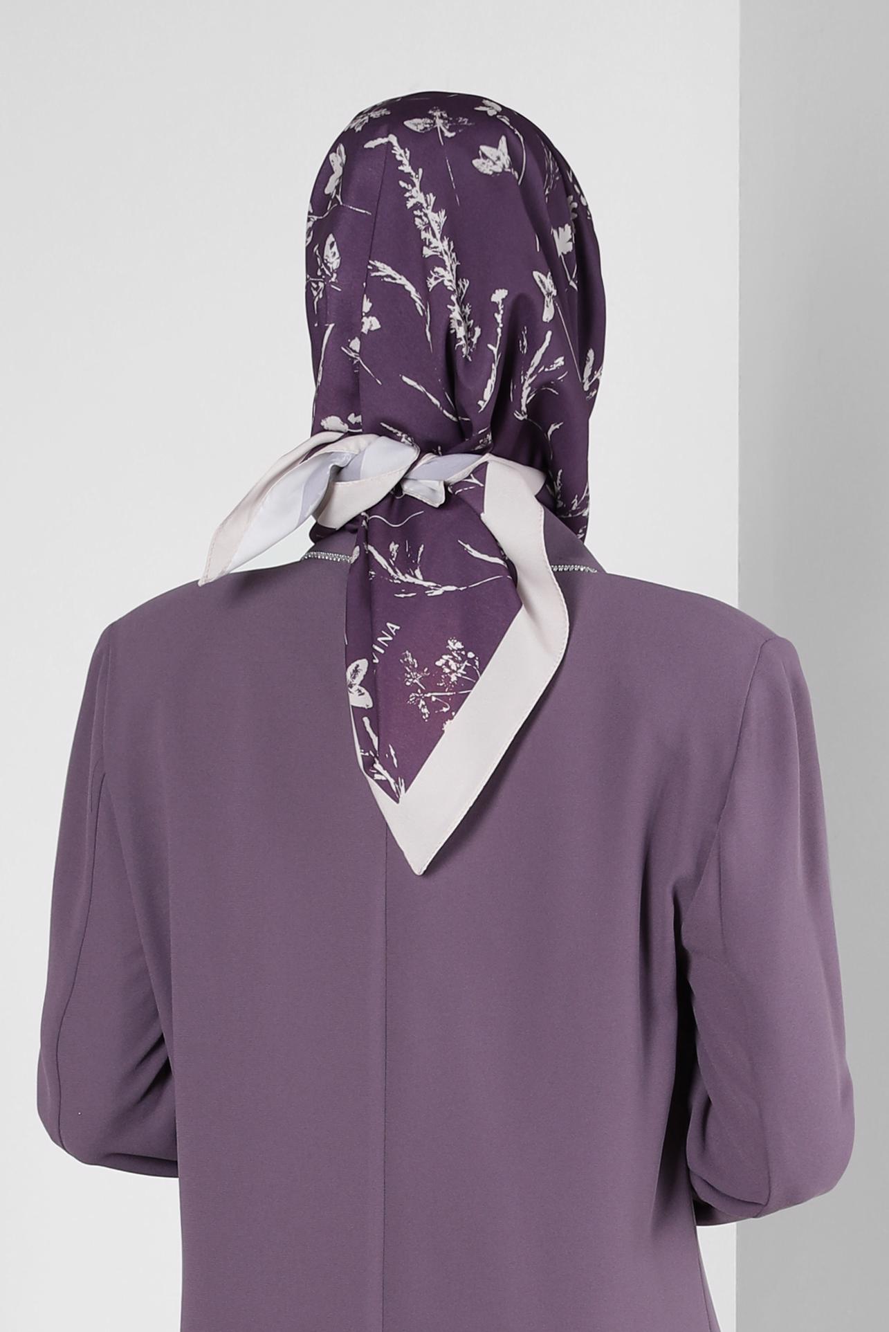 Tesettür giyim MOR ALVİNA ÇİÇEK DESEN EŞARP 8230