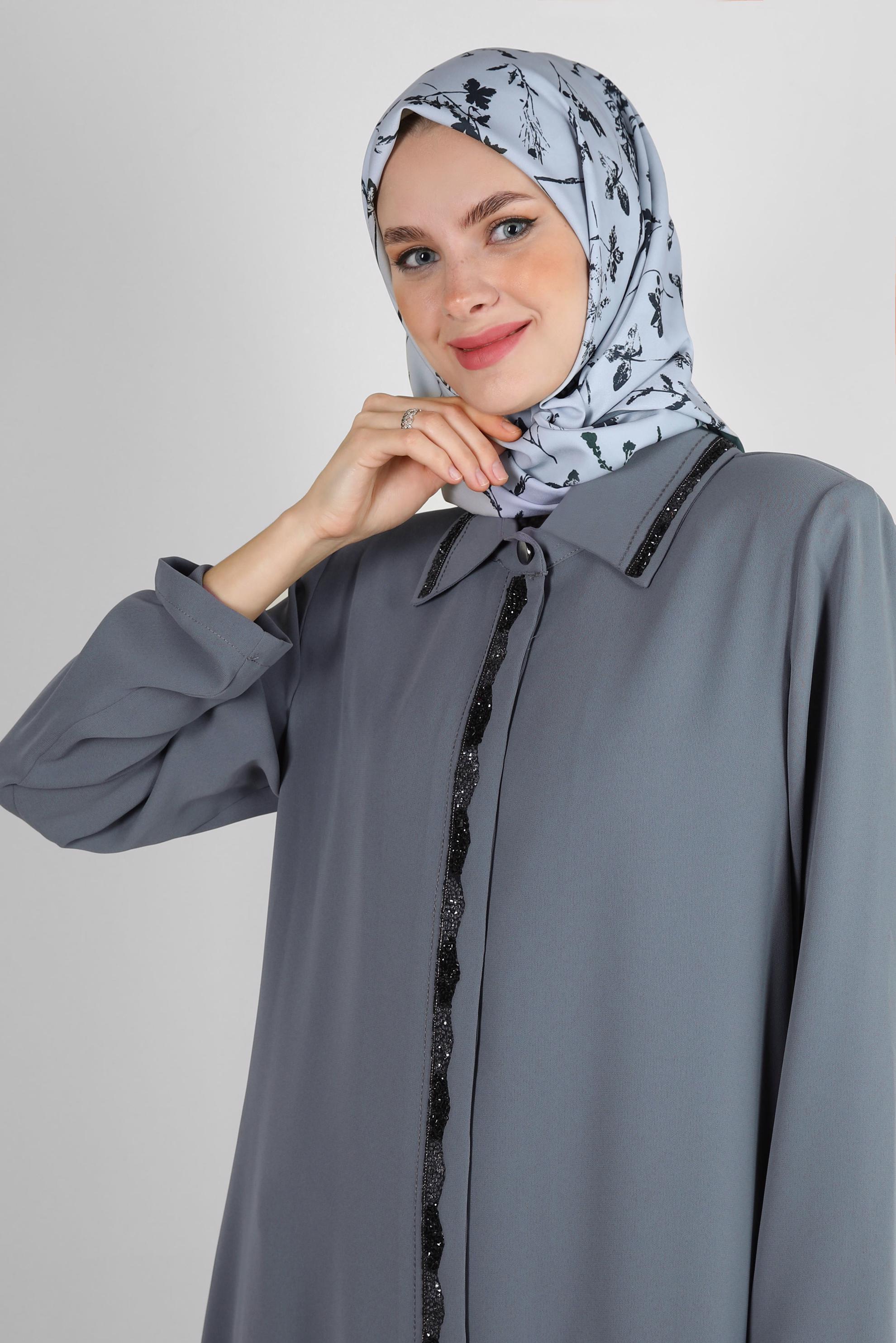 Tesettür giyim GRİ ALVİNA ÇİÇEK DESEN EŞARP 8230