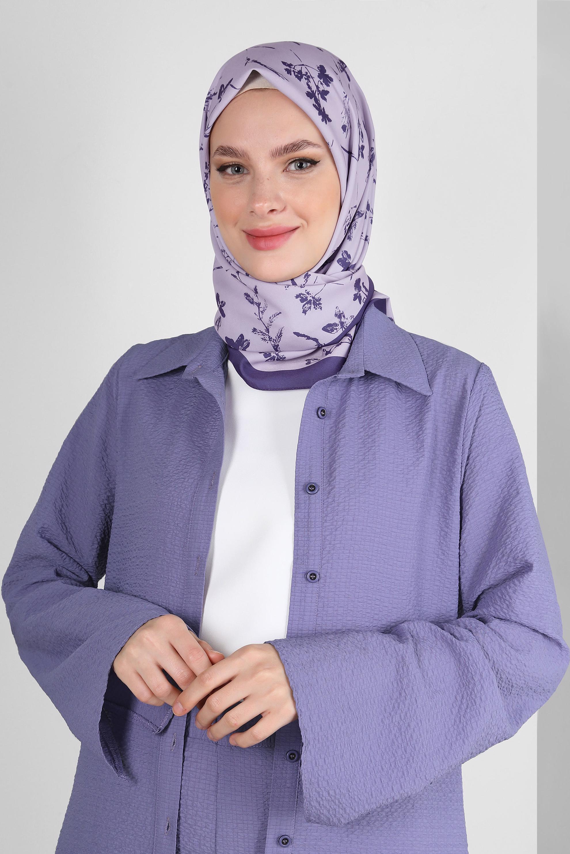 Tesettür giyim MOR ALVİNA ÇİÇEK DESEN EŞARP 8230