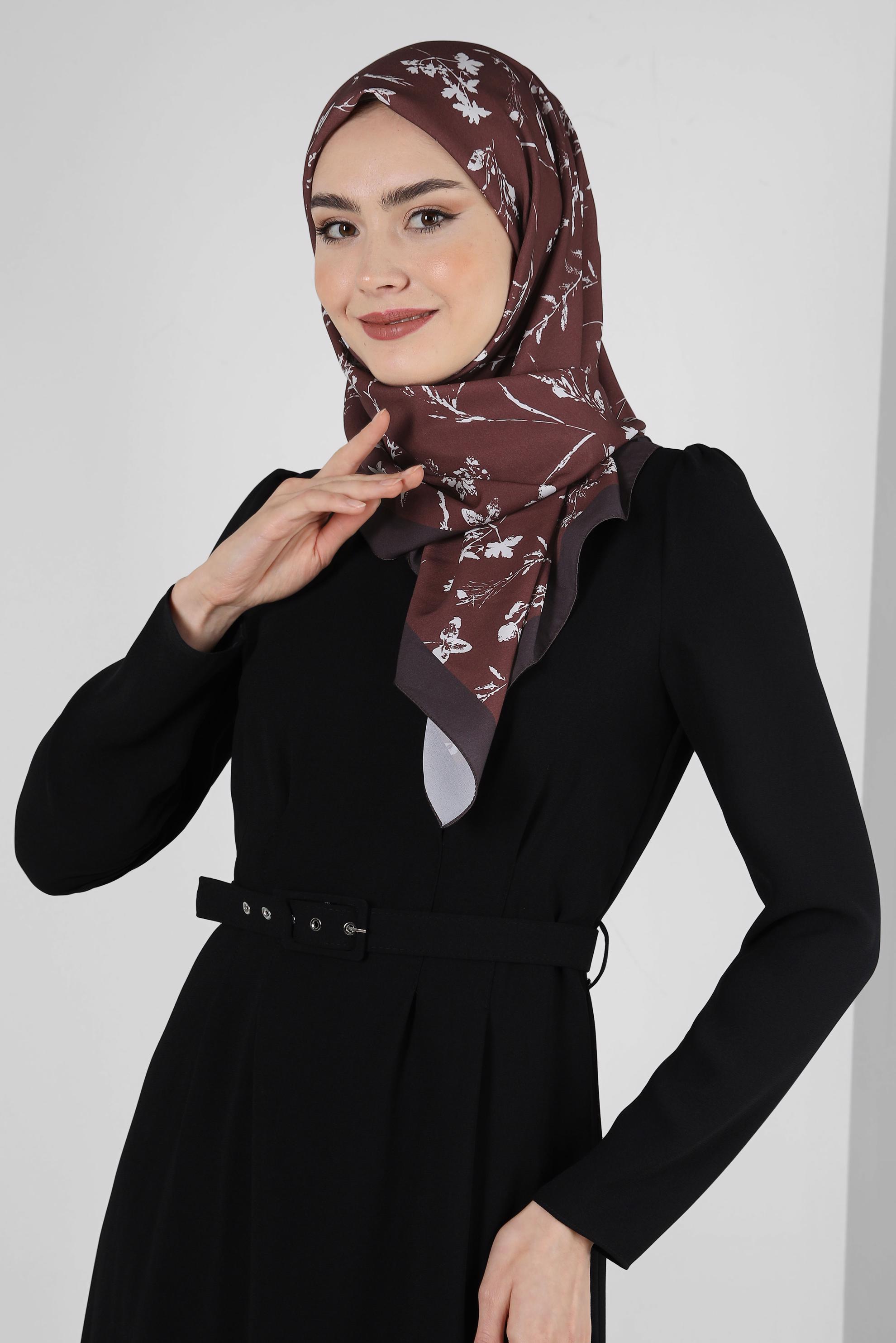 Tesettür giyim BORDO ALVİNA ÇİÇEK DESEN EŞARP 8230