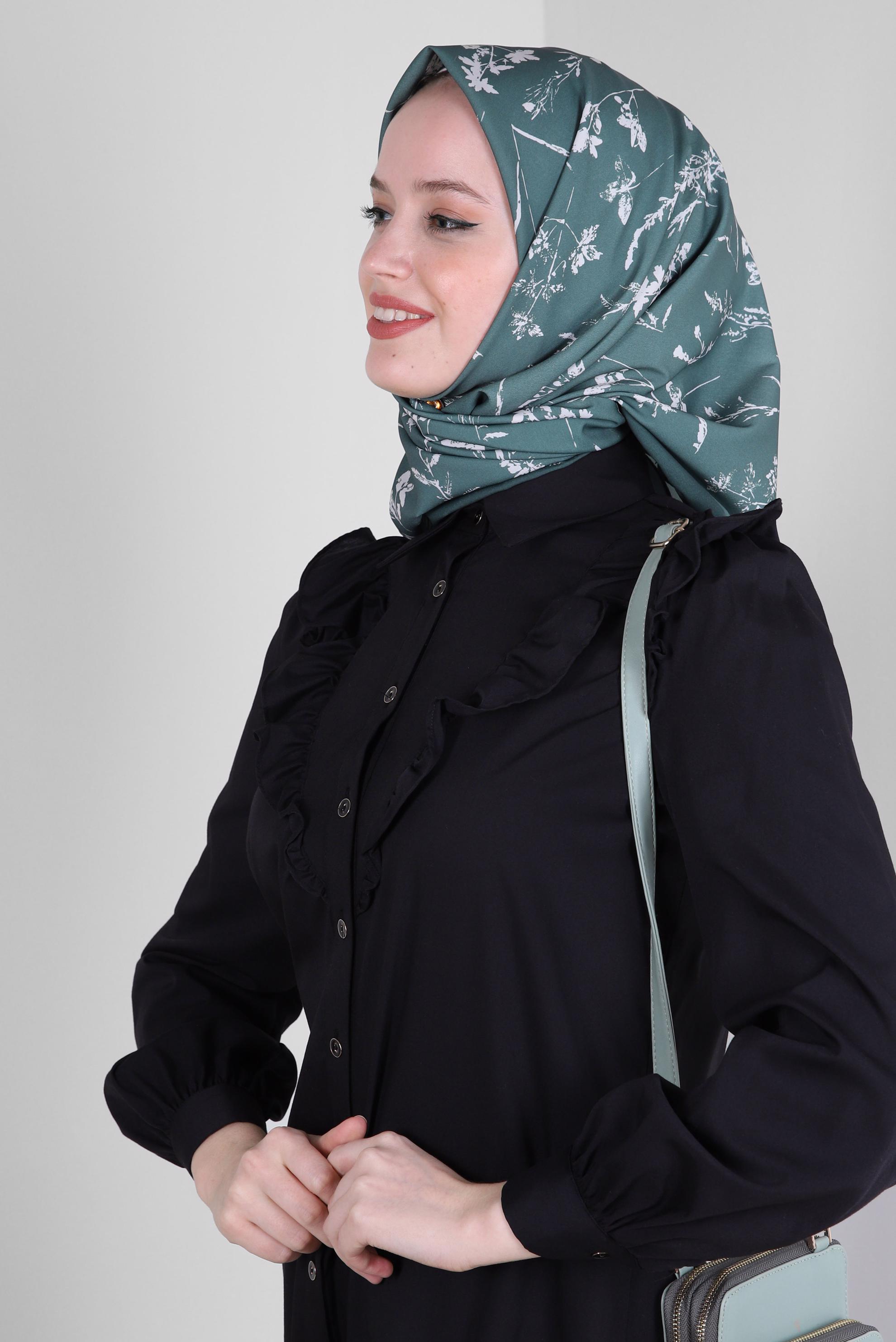 Tesettür giyim HAKİ ALVİNA ÇİÇEK DESEN EŞARP 8230