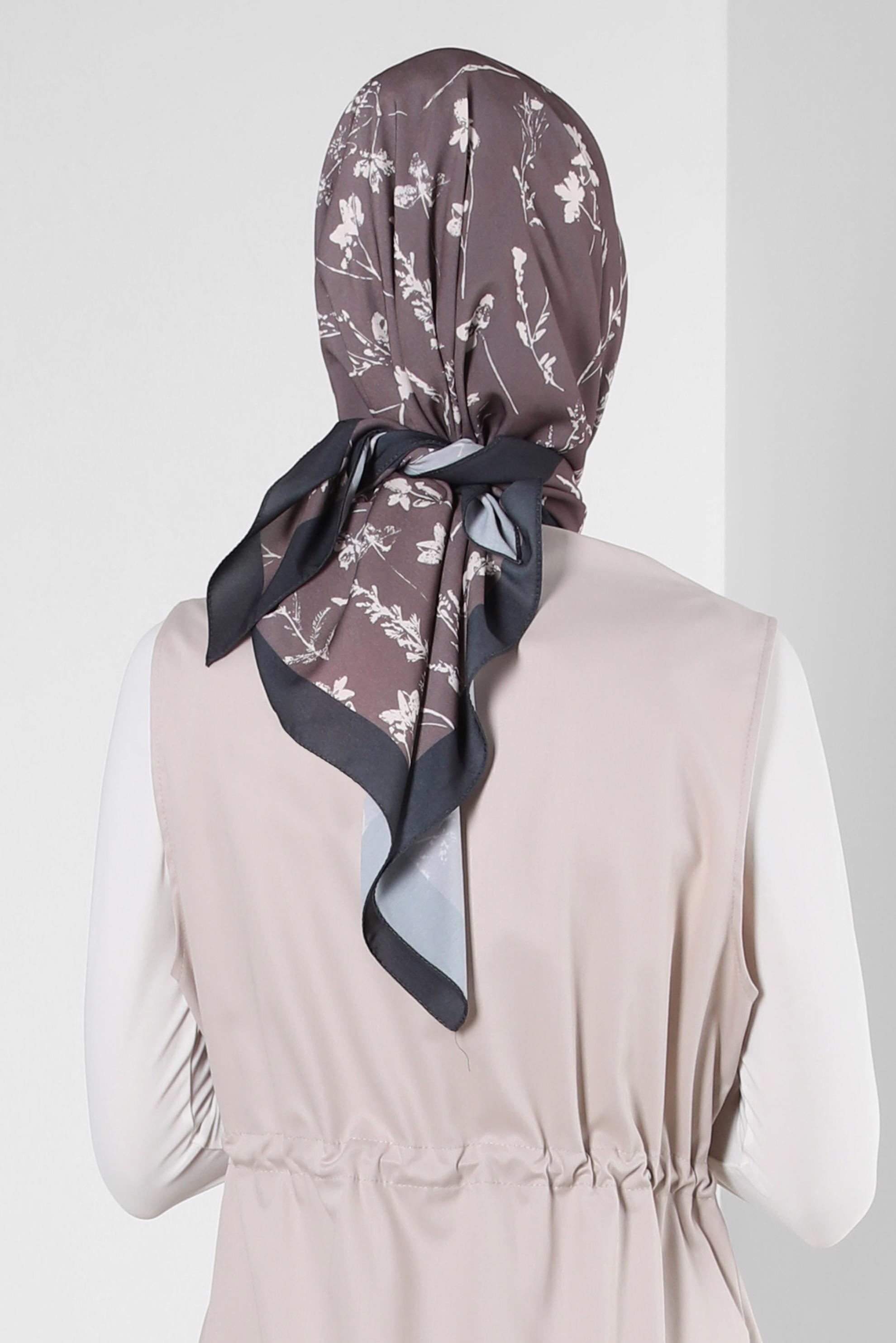 Hijab clothing BROWN ALVINA FLOWER PATTERN SCARF 8230