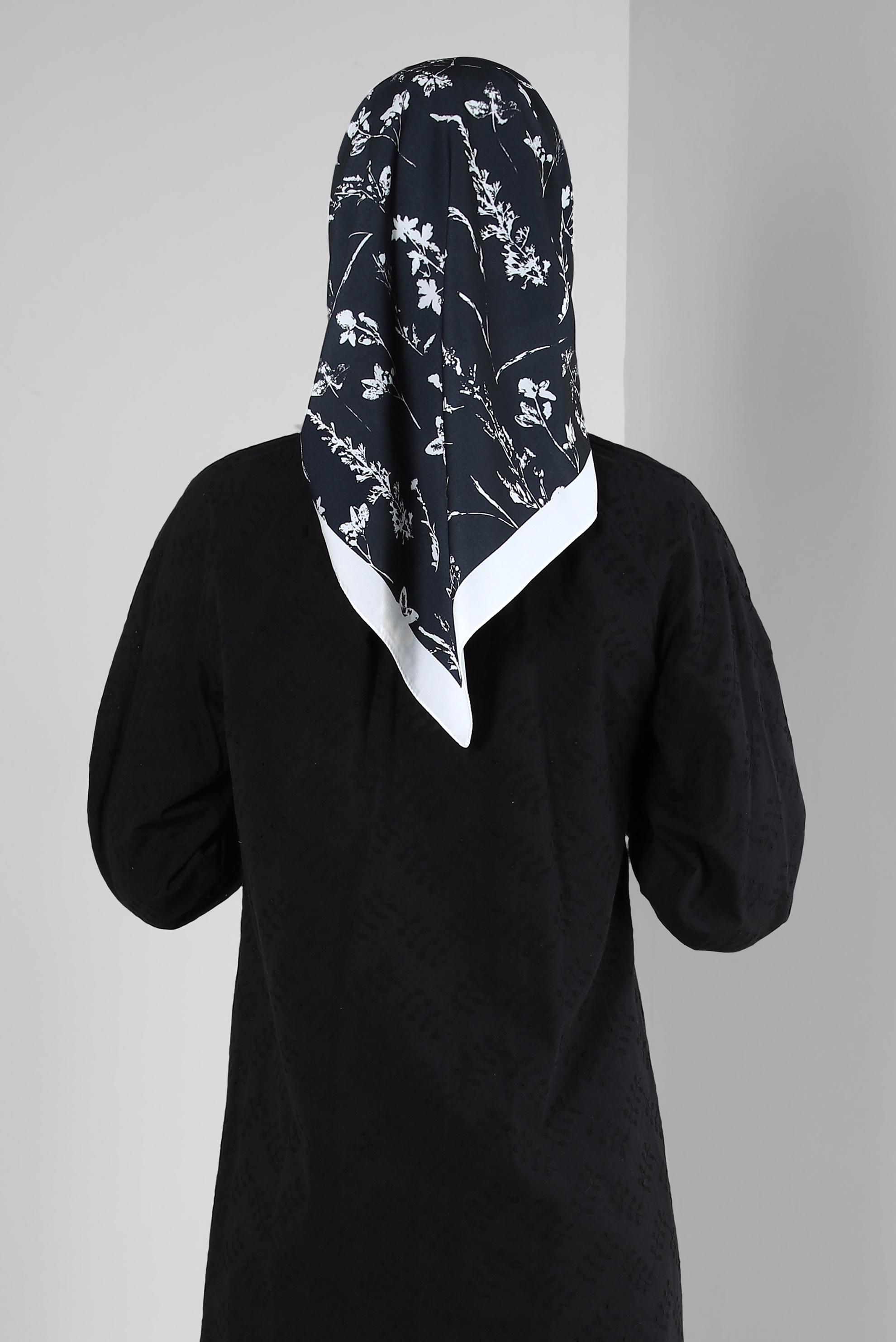 Tesettür giyim LACİVERT ALVİNA ÇİÇEK DESEN EŞARP 8230