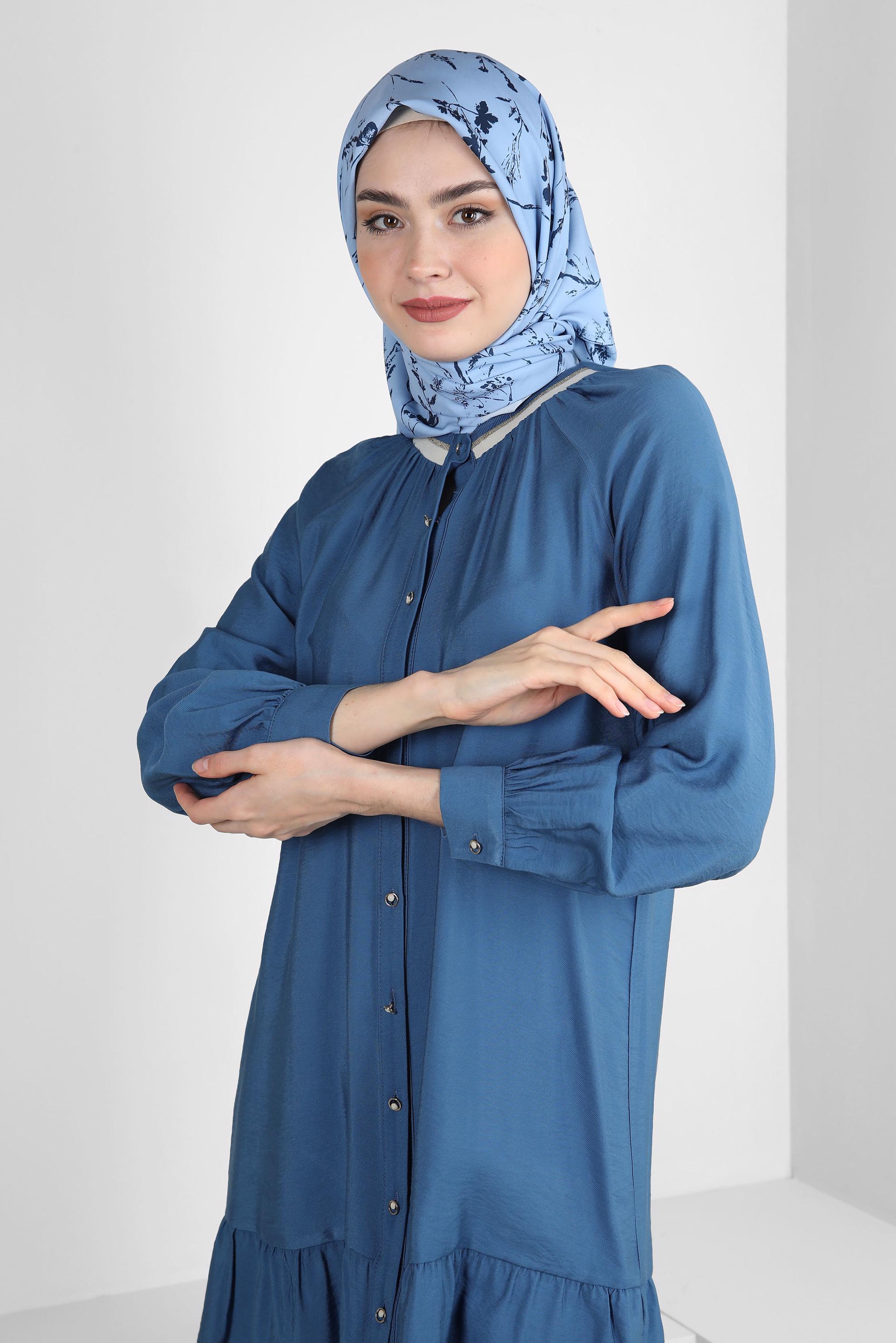 Tesettür giyim LACİVERT ALVİNA ÇİÇEK DESEN EŞARP 8230