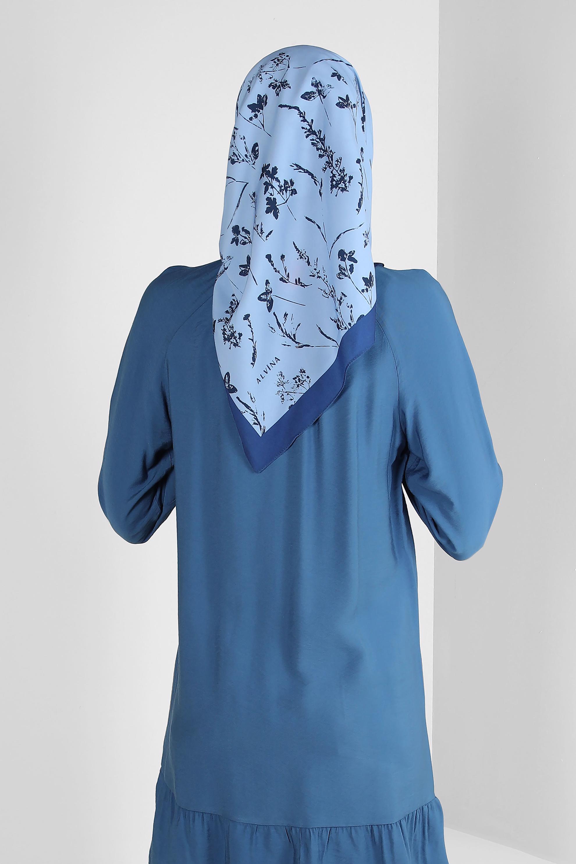 Tesettür giyim LACİVERT ALVİNA ÇİÇEK DESEN EŞARP 8230